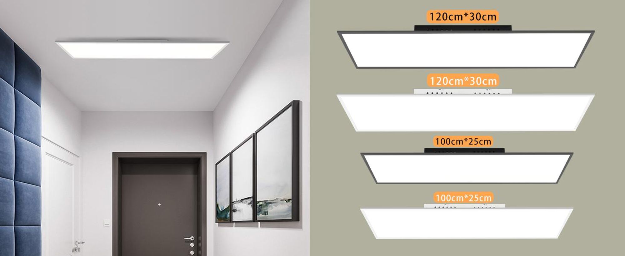 ZMH LED Panel Deckenleuchte 40W Deckenpanel Dimmbar 120x30 CM Deckenlampe Flach Büro mit Fernbedienung Büroleuchte für Küche Schlafzimmer Flur