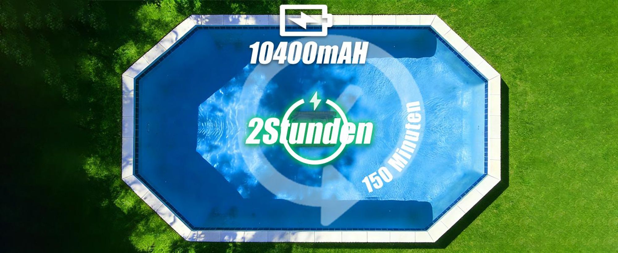 AIRROBO Poolroboter CP400 Lite Roboter-Poolreiniger für Boden/Wand/Wasserlinie, Kabellos Poolsauger, 150min Laufzeit