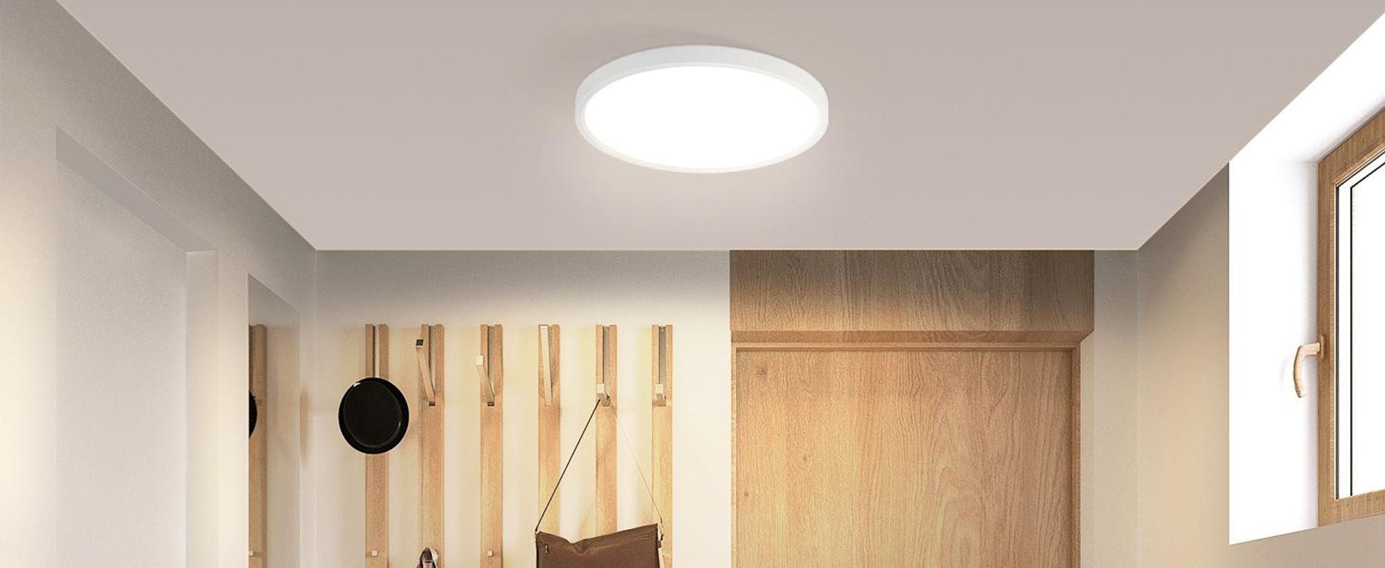 Plafonnier LED ZMH blanc, plat, 15 W, 3000 K (blanc chaud), 18 cm, petit éclairage de plafond pour la cuisine et le couloir
