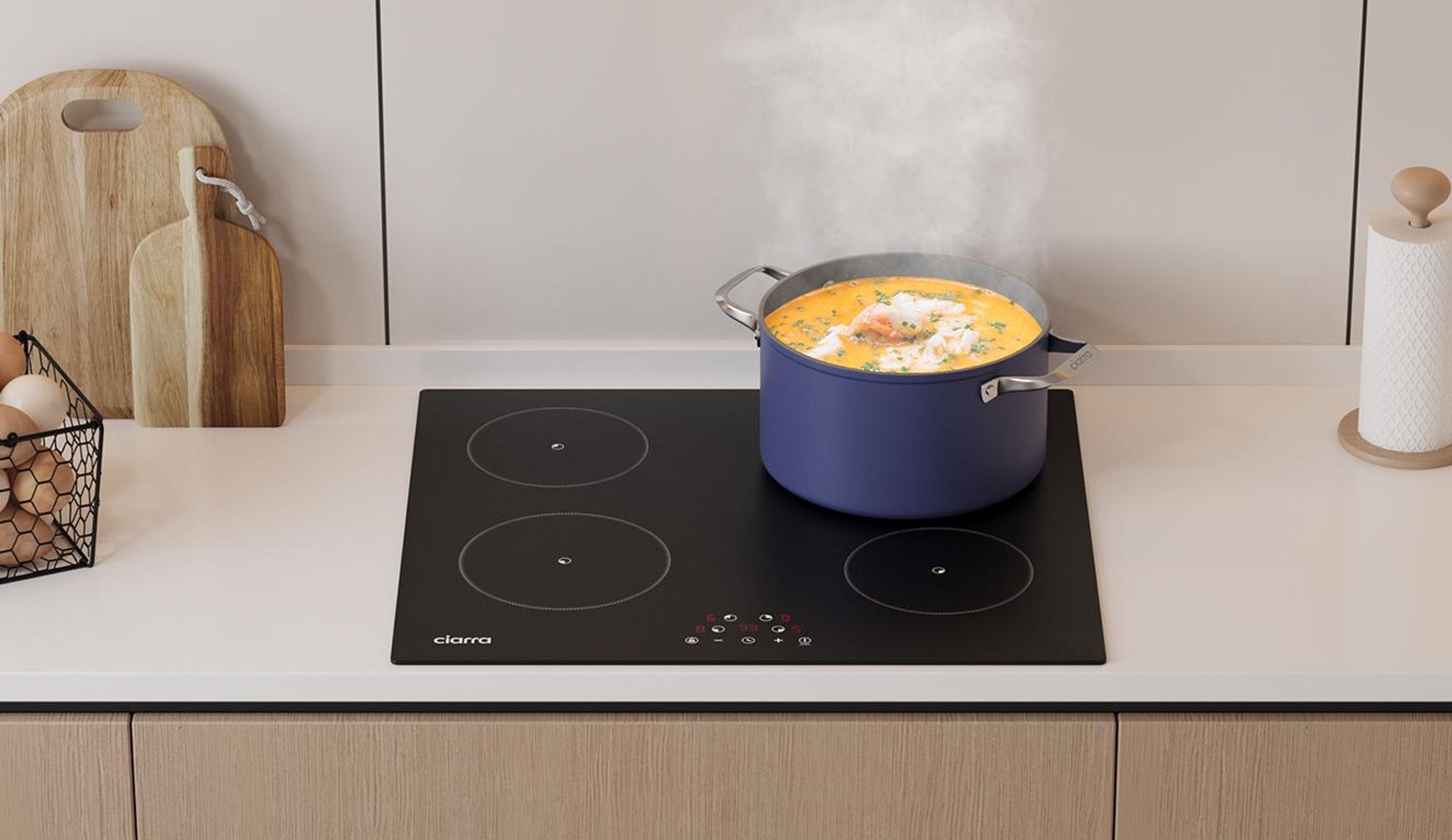 CIARRA Table de cuisson à induction 4 zones encastrable 6000 watts VM4BIH-F