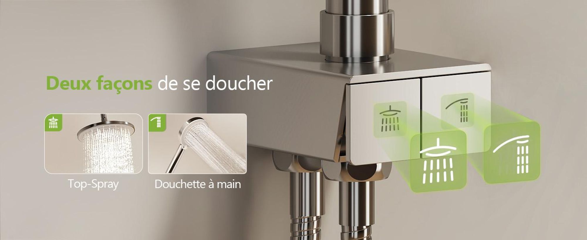 S'AFIELINA Colonne de douche sans robinetterie Système de douche avec 3 jets Douche à main et douche de tête Etagère escamotable Réglable en hauteur