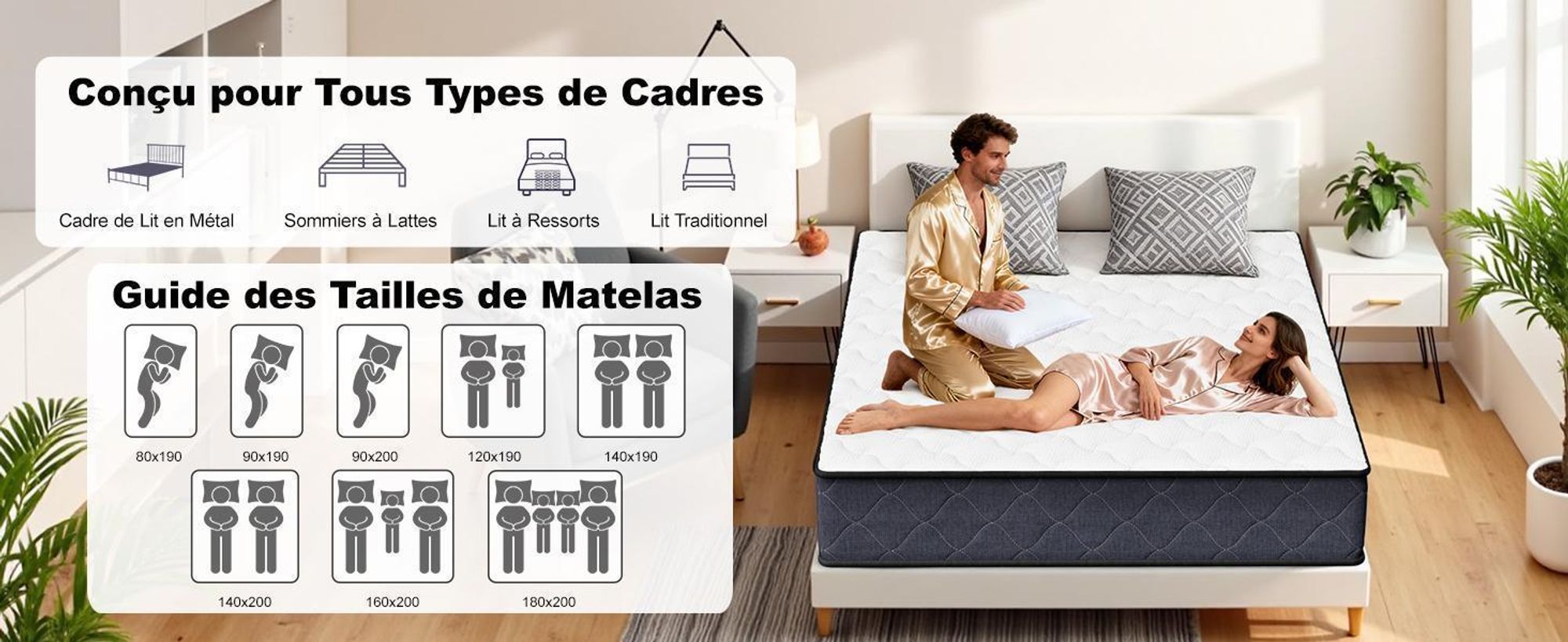 DEWINNER Matelas 140x190 | Épaisseur 30CM | Matelas en Mousse à Mémoire de Forme | Fermeté Moyenne Offrant Un Soutien Équilibré | Respirant