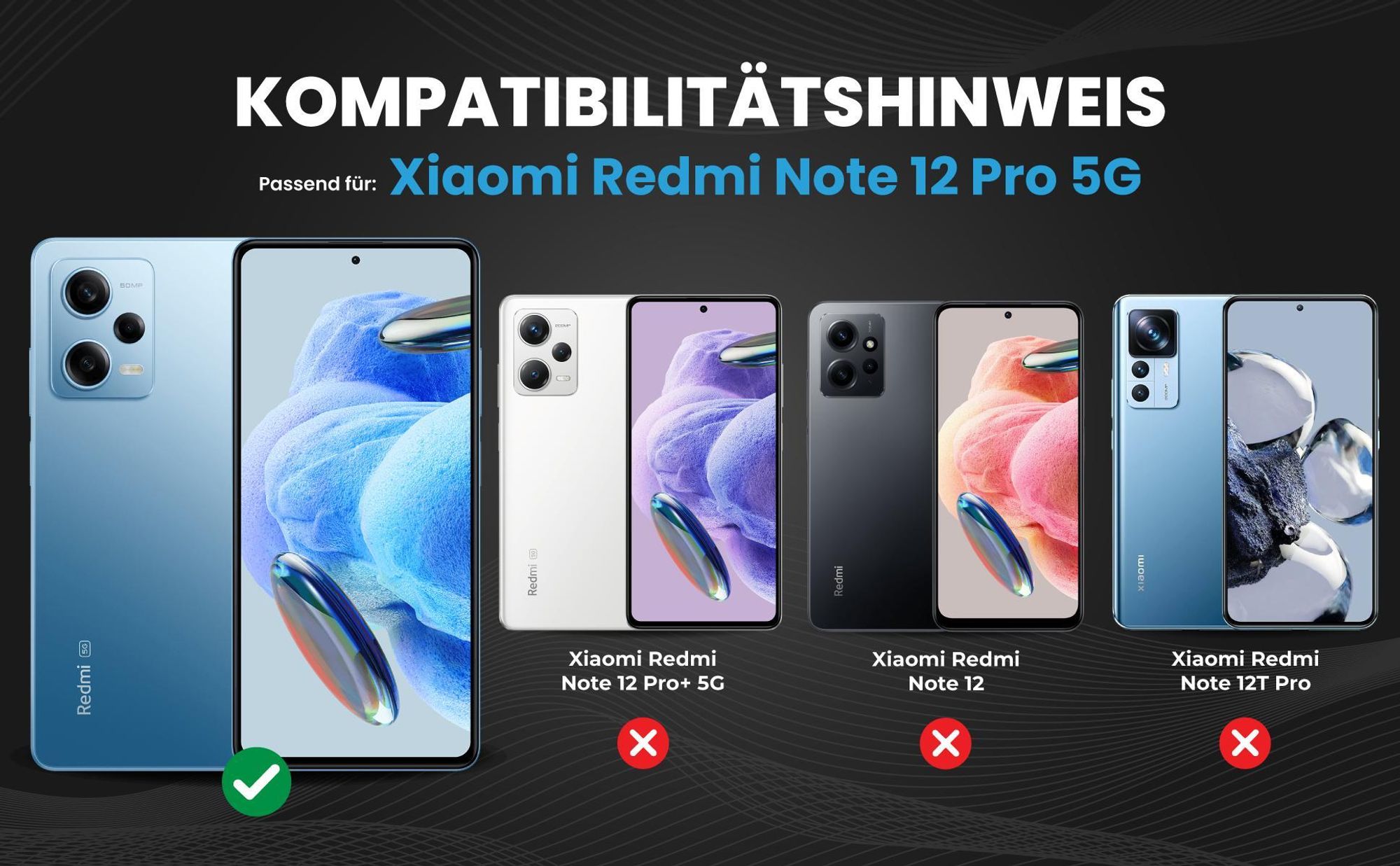 Kompatibilitätshinweise Hülle für Xiaomi Redmi Note 12 Pro 5G