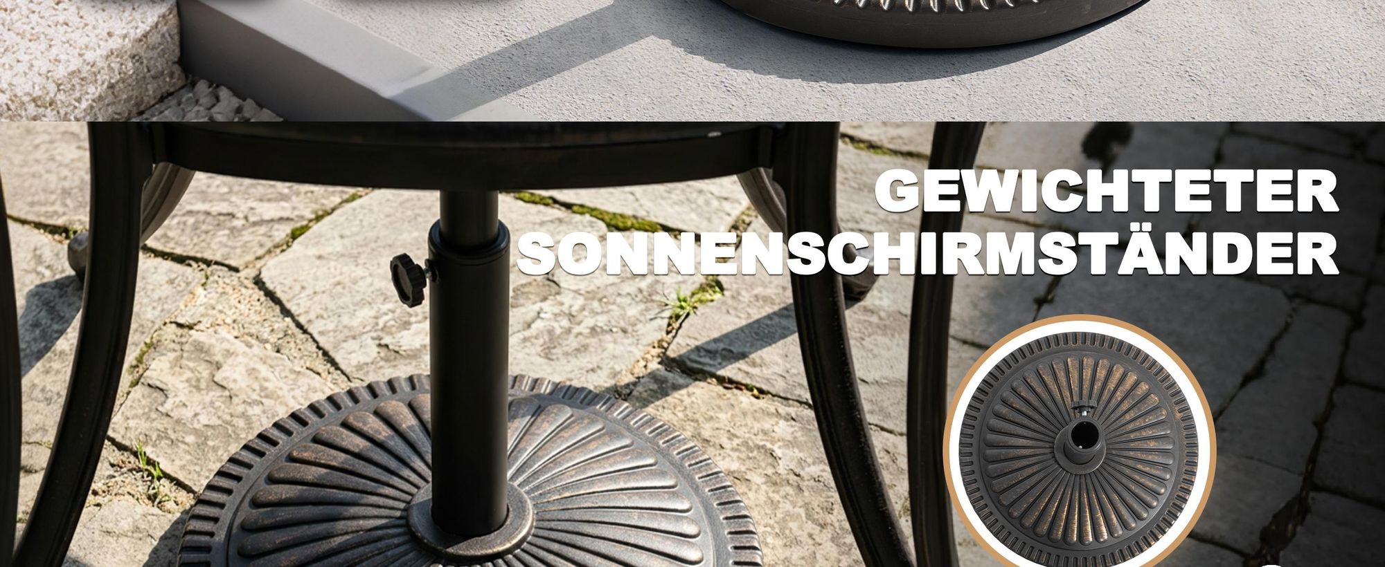 Avestar 15 kg runder Schirmständer für Garten, Sonnenschirmständer, beschwerter Schirmfuß, Schirmsockel