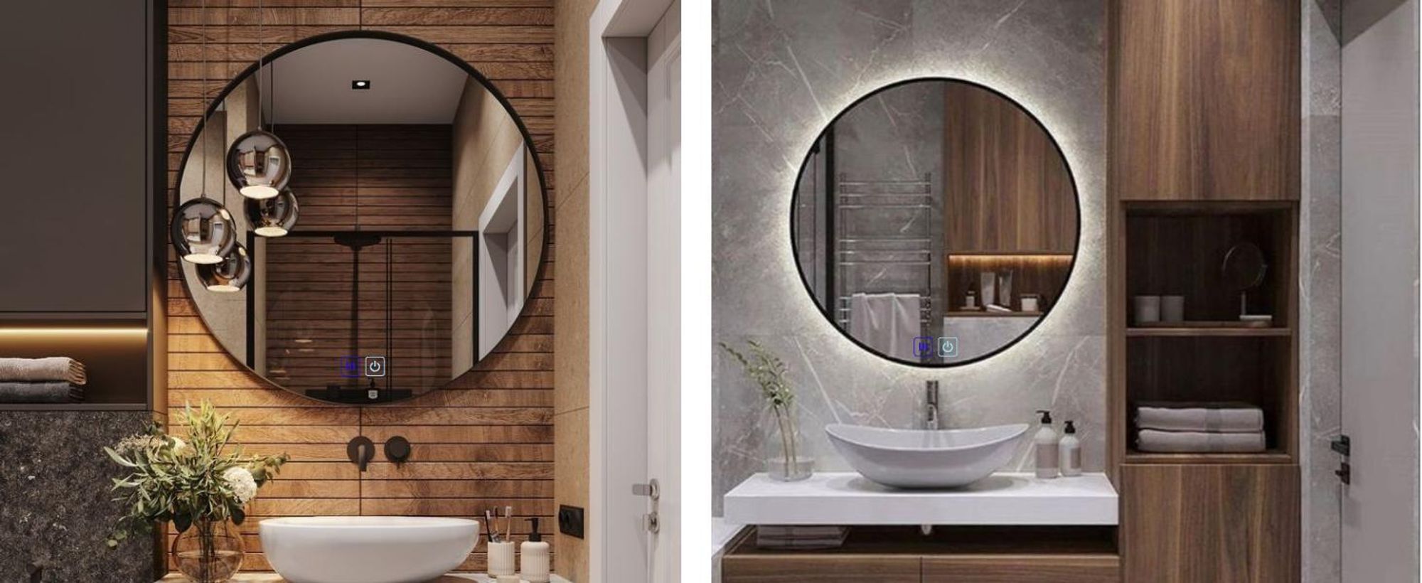 SAVE®HOME Kulaté LED zrcadlo do koupelny - 80 cm - PODSVĚTLENÉ - S RÁMEM VE STYLU LOFT - 3 BARVY SVĚTLA - S TLUMENÍM - PROTI ZAPAROVÁNÍ - S DOTYKOVÝM OVLÁDÁNÍM - NÁSTĚNNÉ ZRCADLO