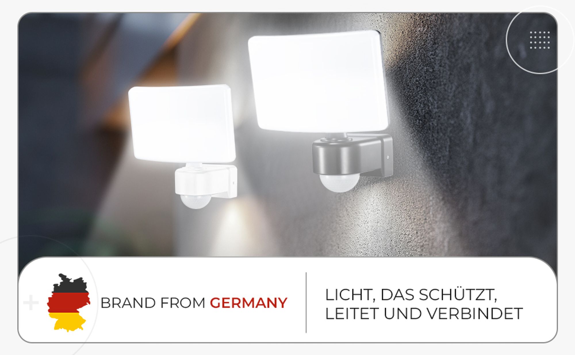 LED Außenleuchte mit Bewegungsmelder Schwenkbar Schwarz | 30W Neutralweiß 4000K IP65 Bewegungsmelder- Steuerung weiterer Leuchten bis 500W | SUN2200