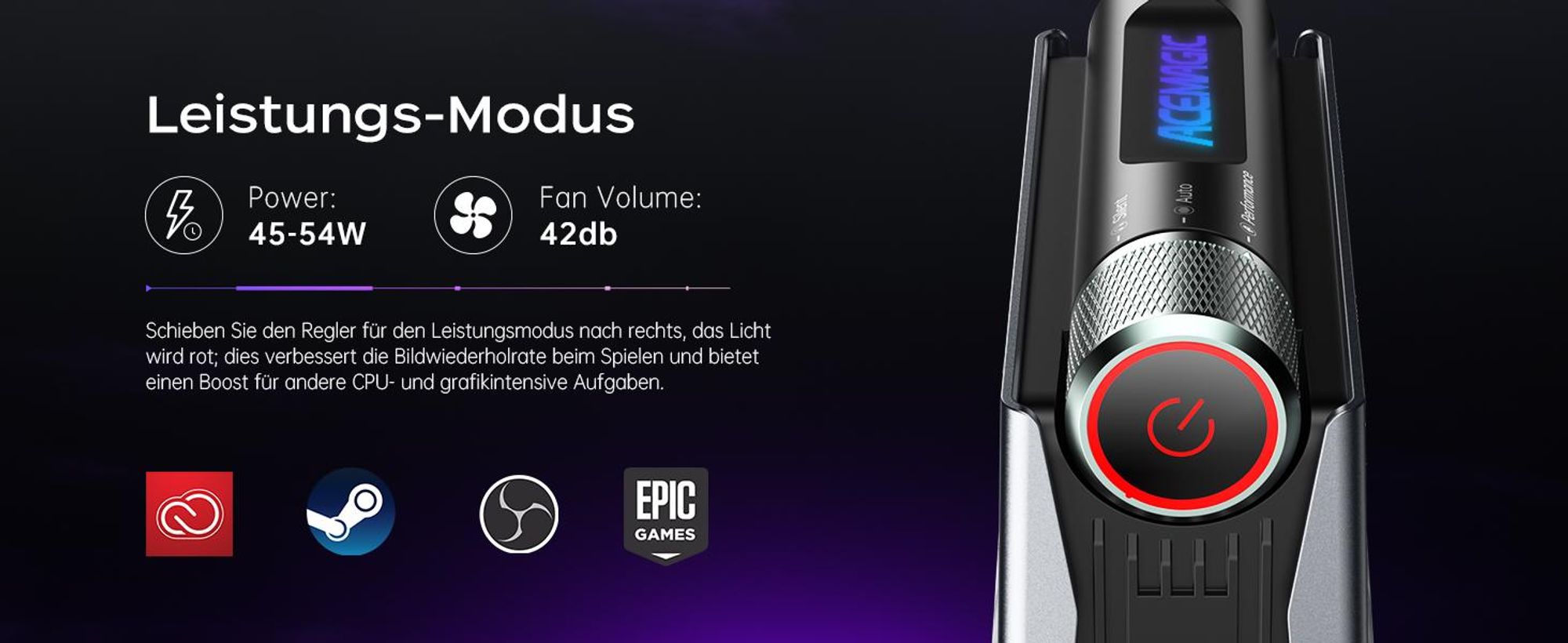ACEMAGIC S3A Gaming Mini PC,AMD Ryzen 7 H 255(Bis zu 4,9 GHz),16GB RAM LPDDR5 512GB SSD, AMD Radeon 780M Grafik,3 Leistungsmodi, WiFi 6