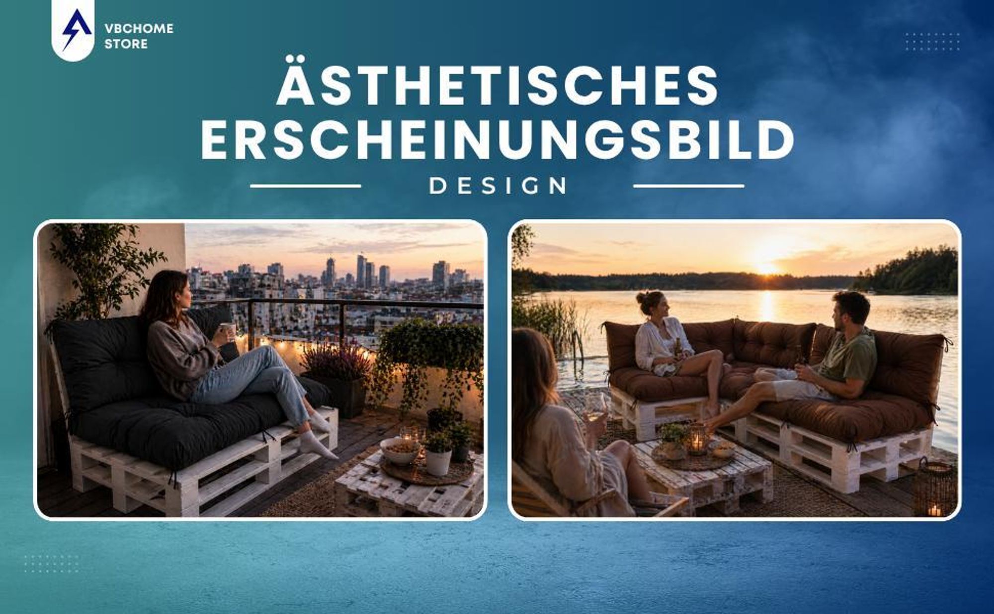 VBChome Palettenkissen 120x80 | 120x40 cm für Europaletten Möbel Palettenauflage Garten Balkon 12 Farben mit Schaumstoffflocken Füllung Orange, 2-TLG