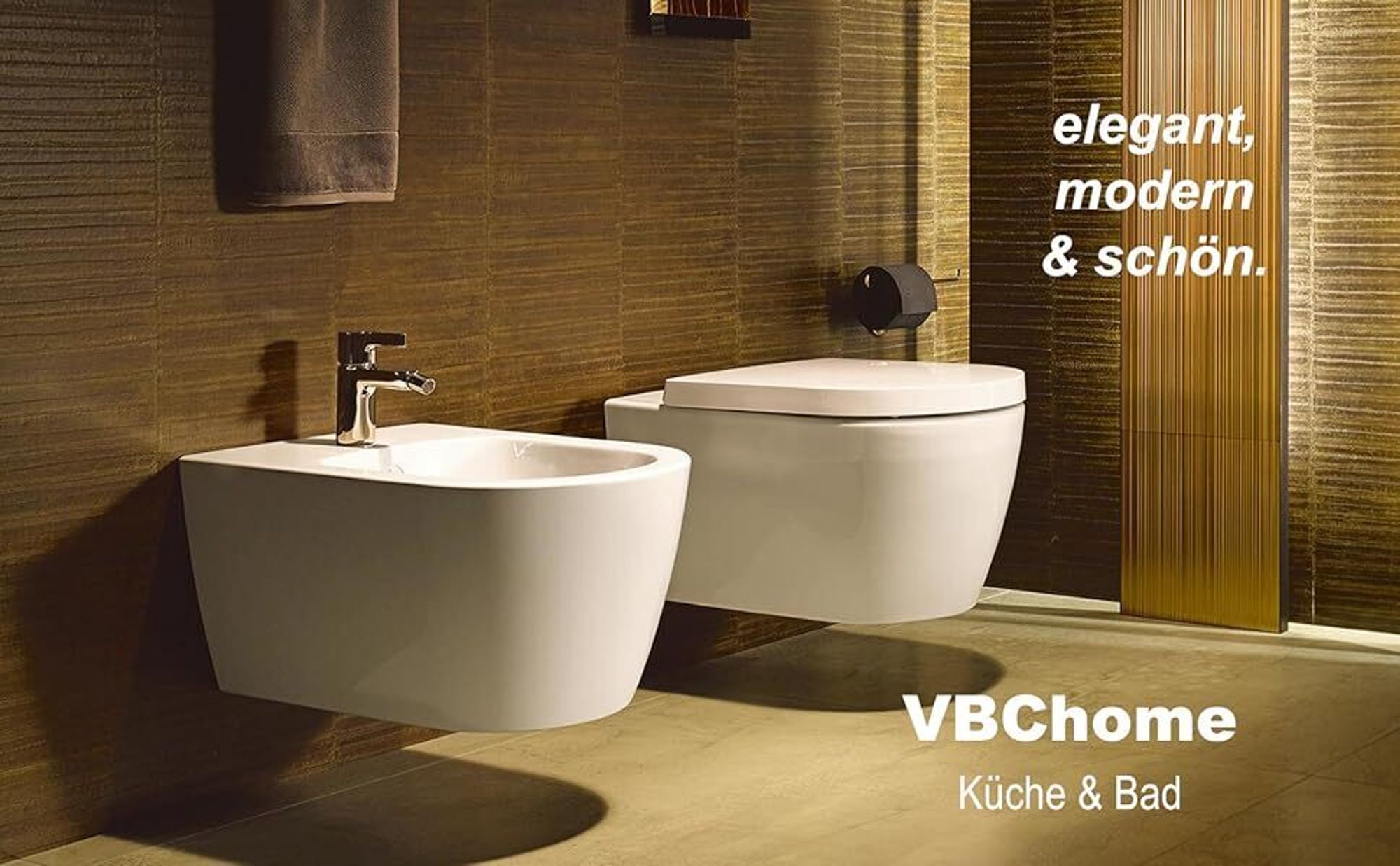 VBChome Hänge-WC Spülrandloses aus Keramik mit Toilettendeckel WC-Sitz aus Duroplast Absenkautomatik Rimless SoftClose-Funktion Tiefspüler Toilette