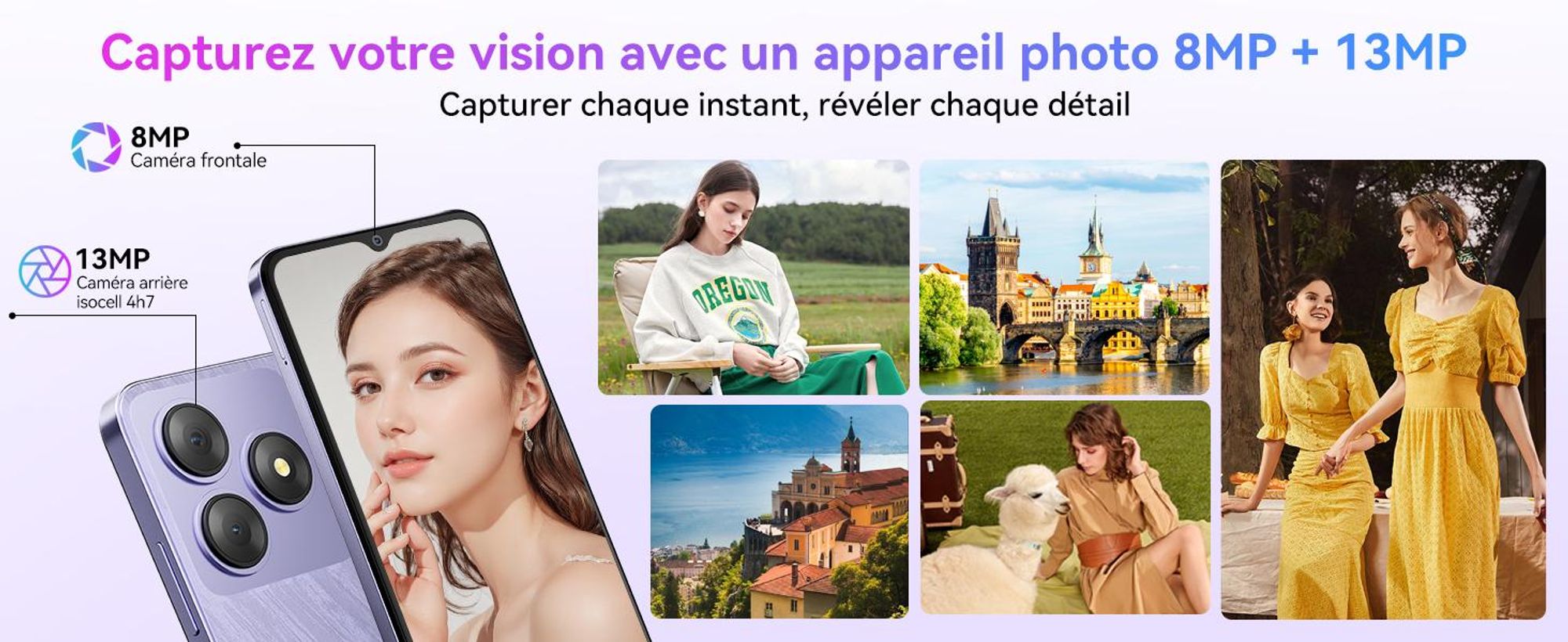 Blackview Wave 8C Android 14 Mobile sans abonnement Octa Core 6,56" HD+ Smartphone, 2GB+64GB/2TB extensible, appareil photo 8MP+13MP, 4700mAh,4G Dual SIM