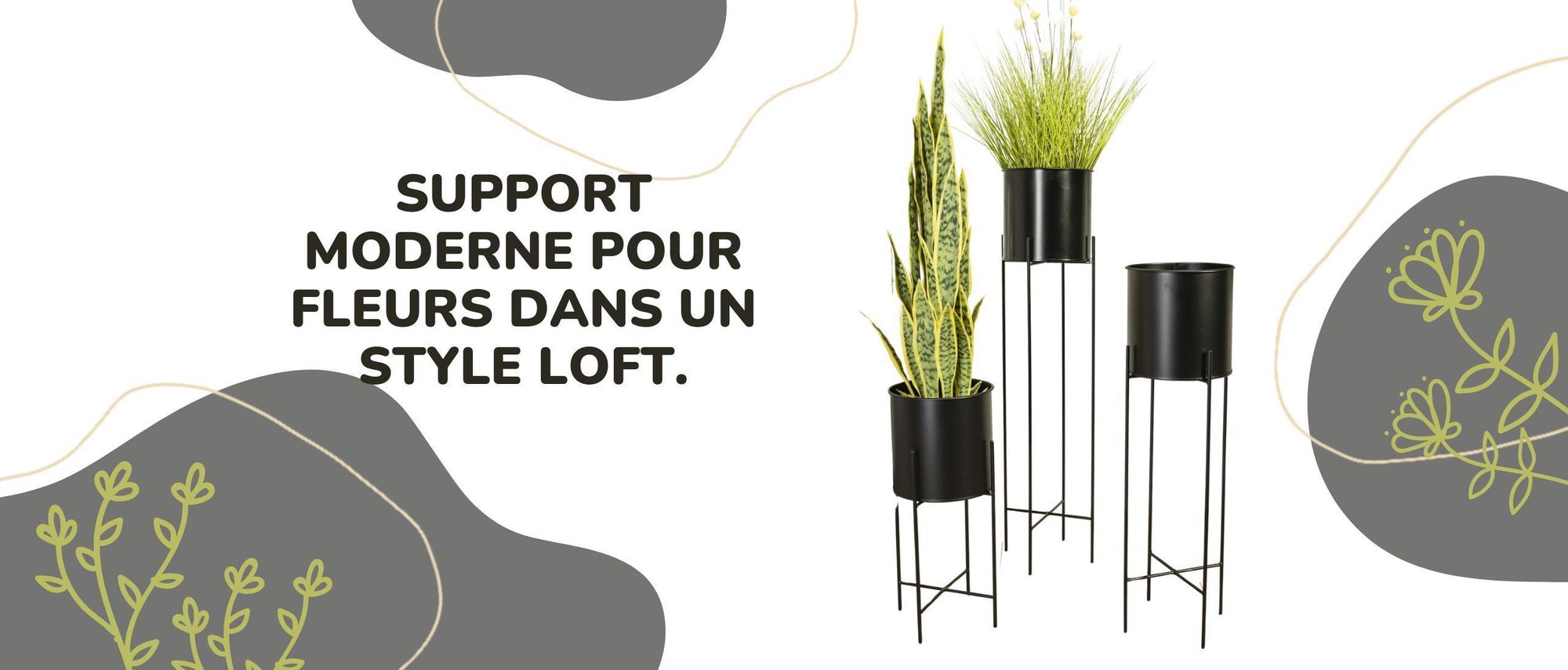 Howhomely, support pour plantes, support pour fleurs, pot de fleurs, métal, noir, doré