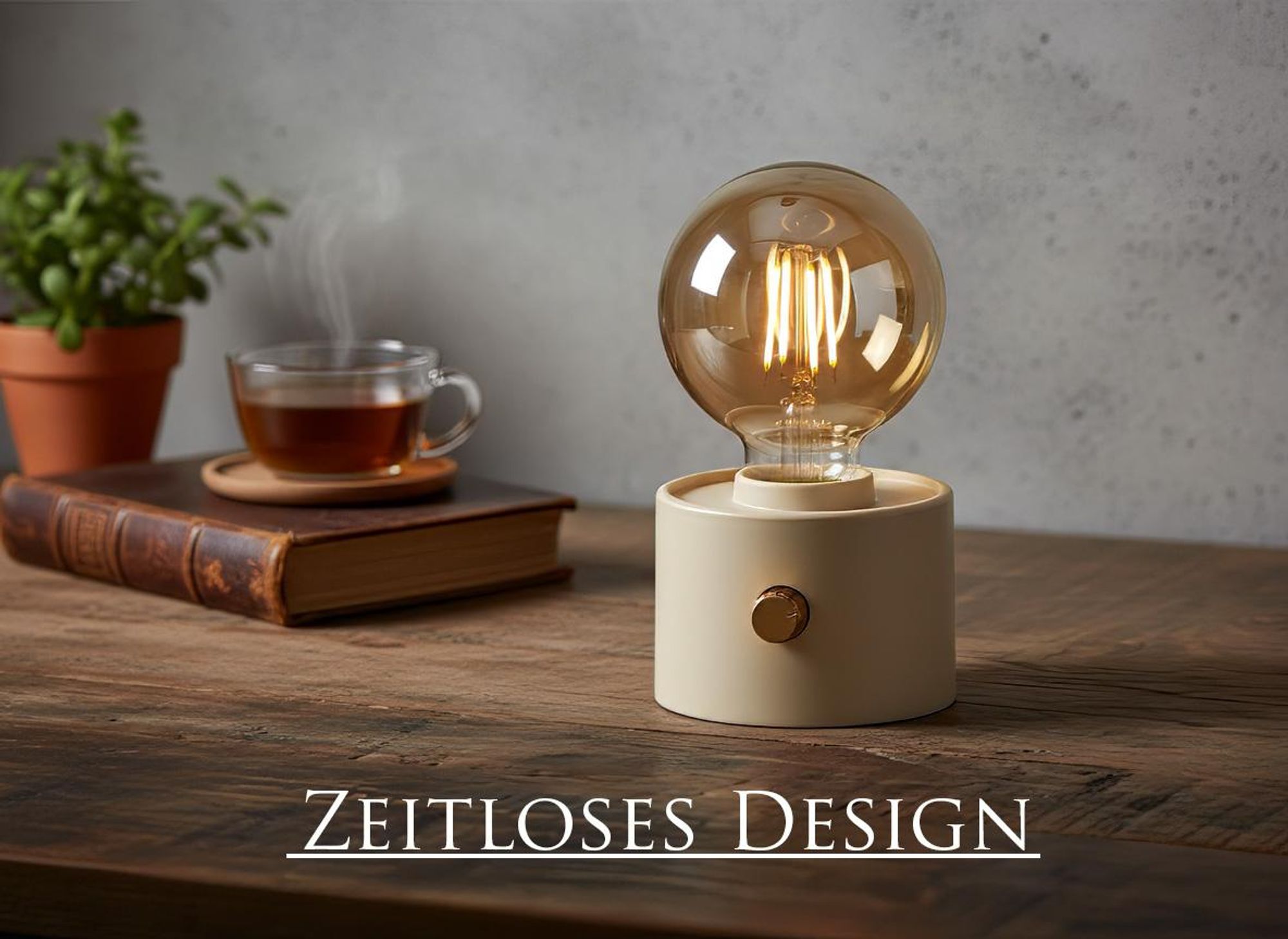 Vintage Akku Glühbirne Edison LED Tischlampe USB-C dimmbar mit Drehschalter – moderne Dekoration Anthrazit