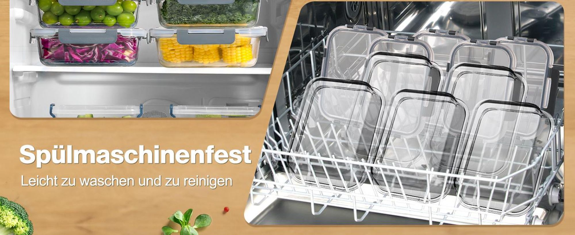 YASHE Glasbehälter mit Deckel, 10 Teile Stapelbar & Luftdicht Meal Prep Boxen Gl