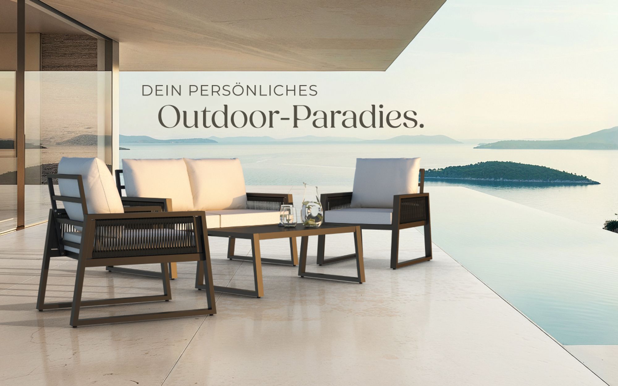 tectake® Aluminium Garten-Lounge Set Captive im Rope-Design