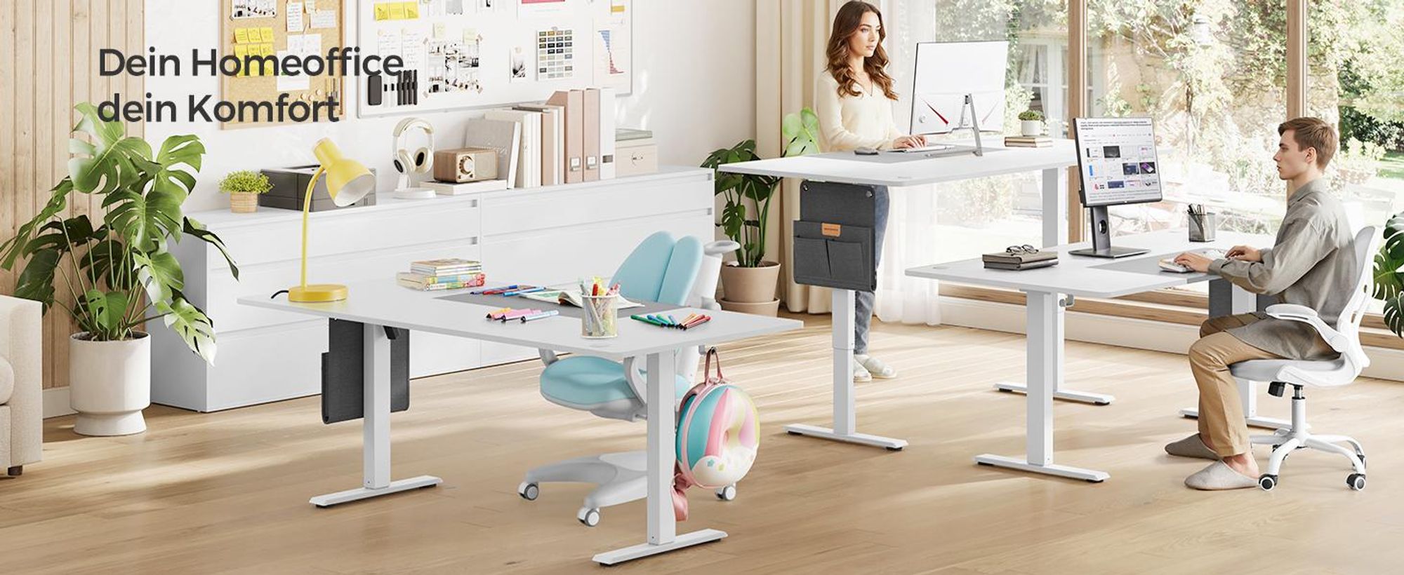 SONGMICS Höhenverstellbarer Schreibtisch elektrisch 160cm mit 4 Höhen