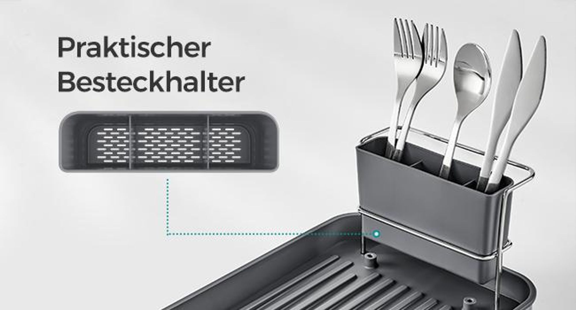 Abtropfgestell klein, Geschirr-Abtropfgestell für Spüle, Abtropfständer, Abtropfgitter Edelstahl, Abtropfschale