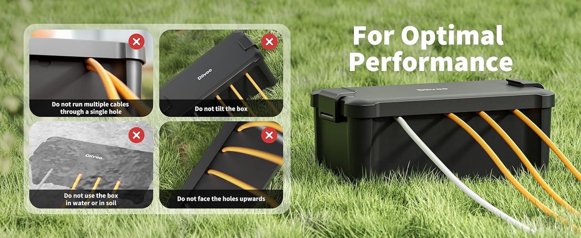 Diivoo Kabelbox wasserdicht Safe Box IPX4 Steckerschutz Anschlusskasten Außenbereich