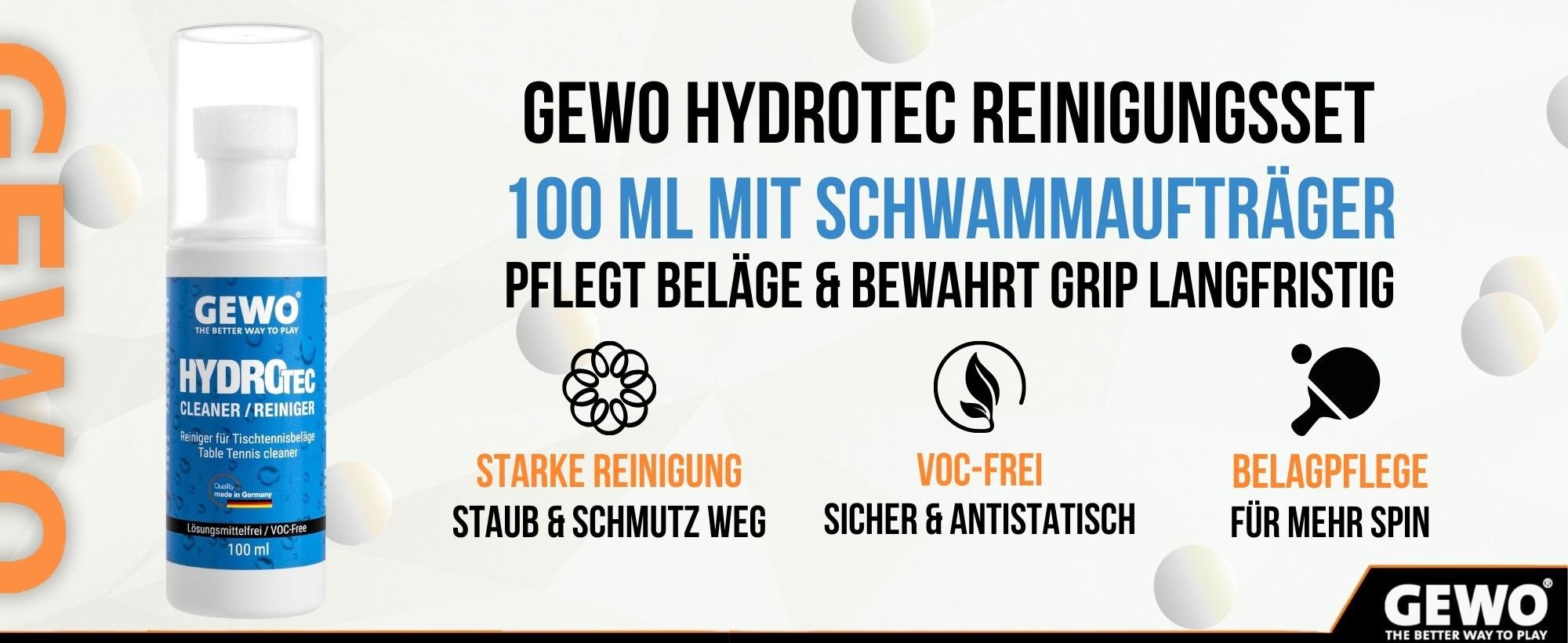GEWO Tischtennis Reinigung, Tischtennis Belag, Tischtennisschläger, Belag Reinigung