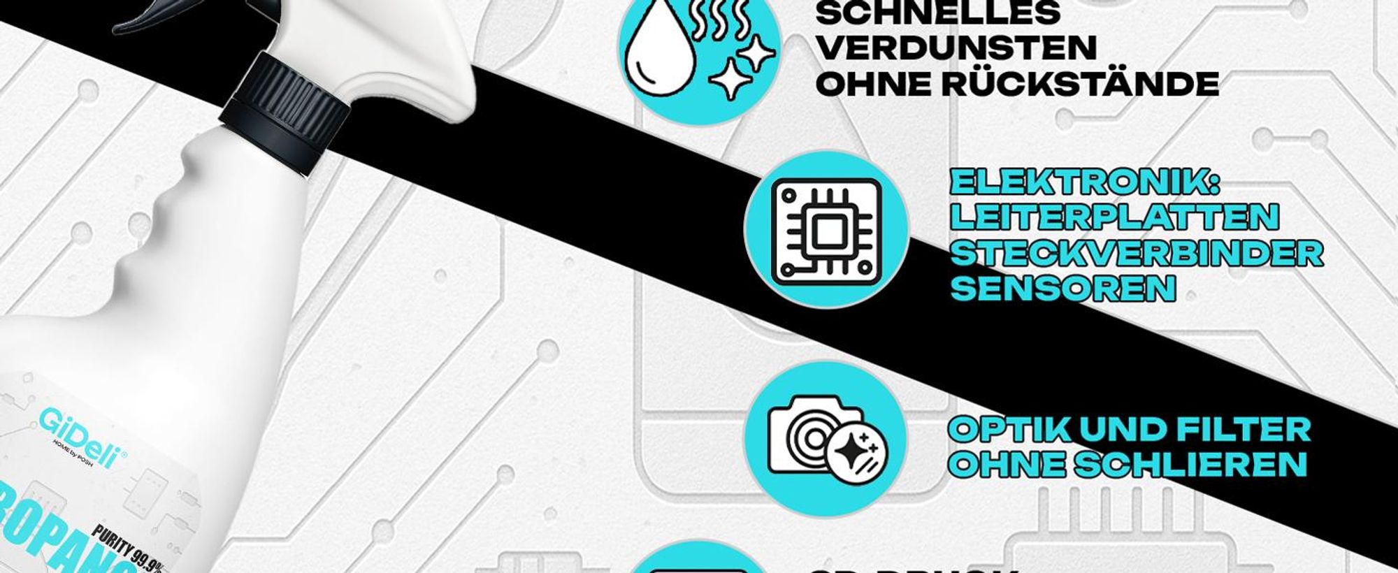 Izopropanol 750 ml 99,9% IPA Środek czyszczący w sprayu Odtłuszczacz do elektroniki GiDeli