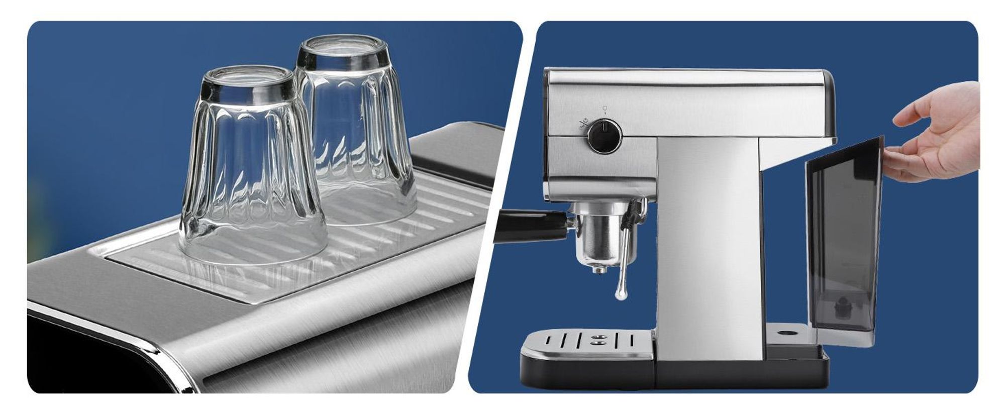 Aigostar Siebträgermaschine Espressomaschine mit Milchaufschäumer, Kompatibel mit Kapseln und Gemahlenem Kaffee, 20 Bar, Digitales Touchpanel