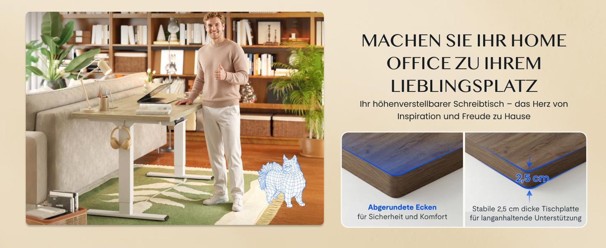 FLEXISPOT E1 Pro Elektrisch Höhenverstellbarer Schreibtisch EU, 160x80cm 25MM EINTEILIGE TISCHPLATTE Doppelmotor 120KG Tragkraft Kaffee-Eiche Optik