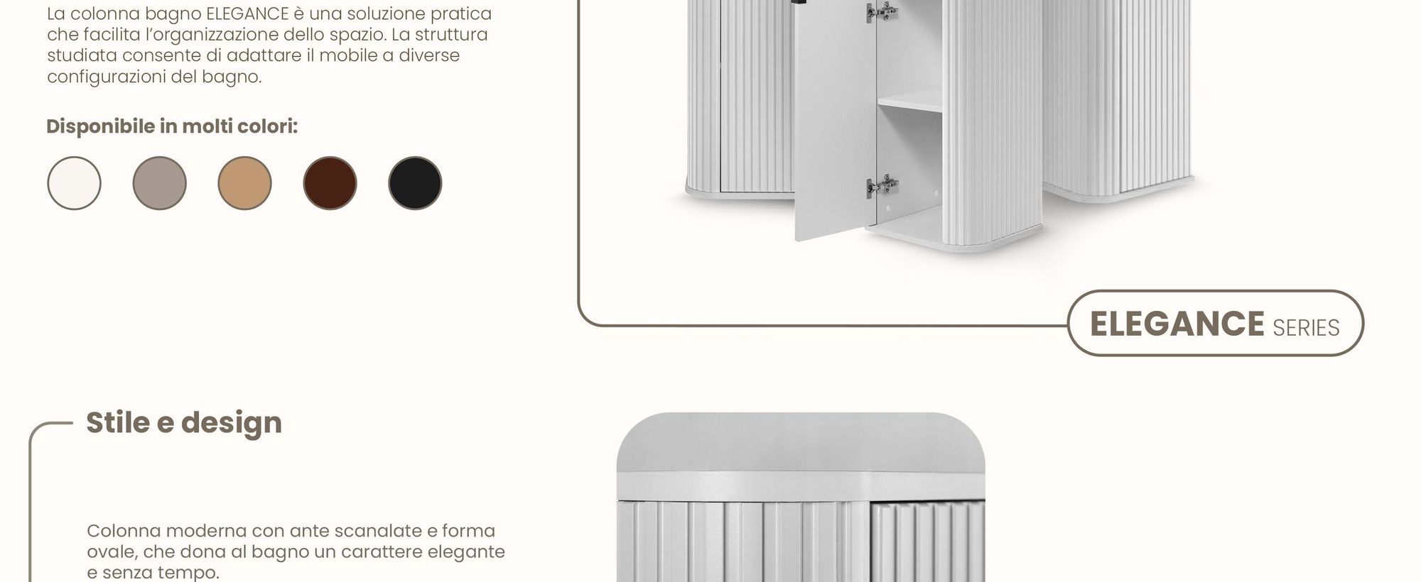 Mobile alto per il bagno - 139 CM - Bianco opaco - MDF