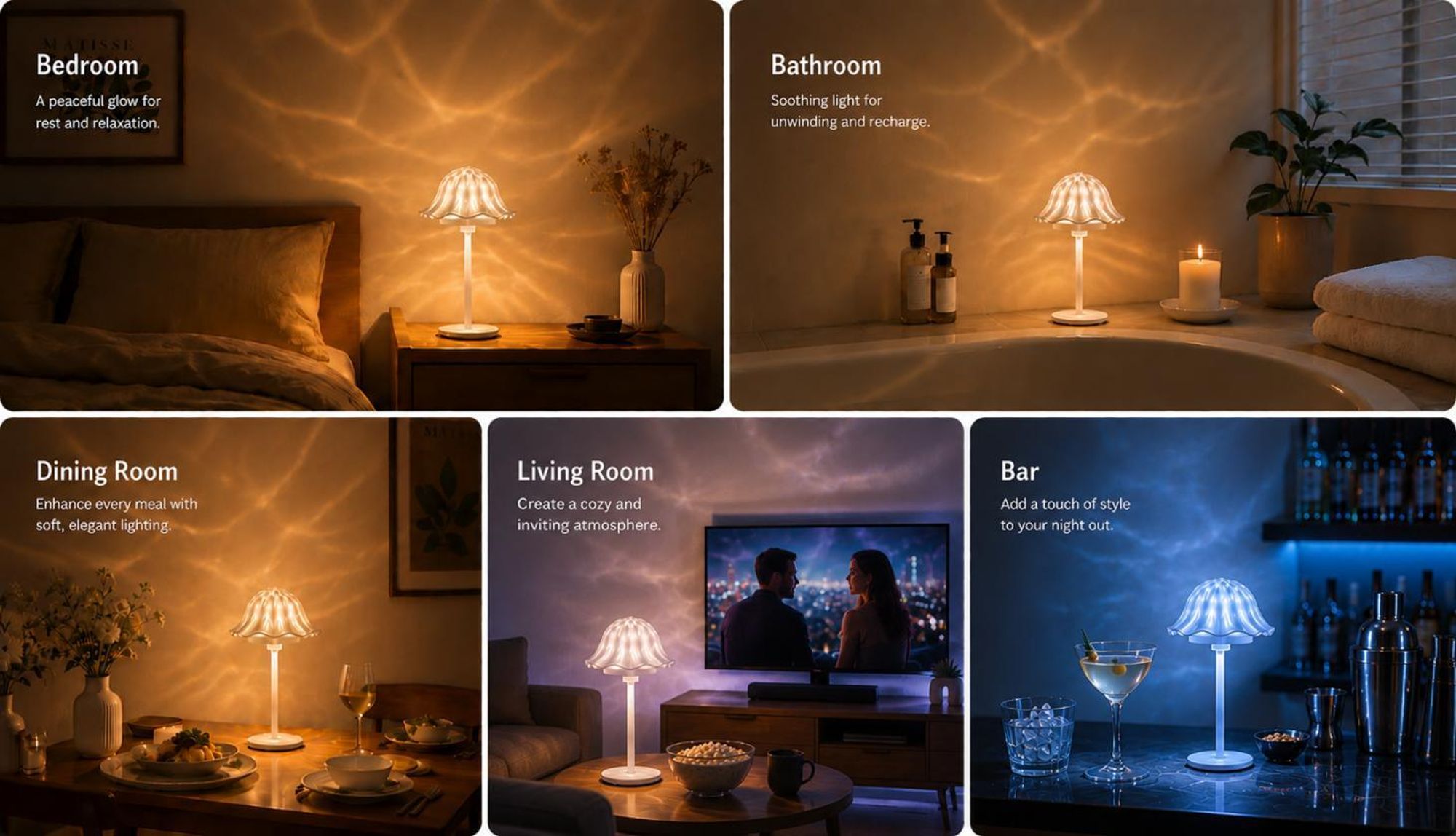LED Tischlampe, 5200mAh, Kabellose Stufenlos Dimmbar, 3 Farbtemperatur, Touch & Fernbedienung, 16 RGB, Atmosphärenlampe, Projektionslampe, Nachtlicht