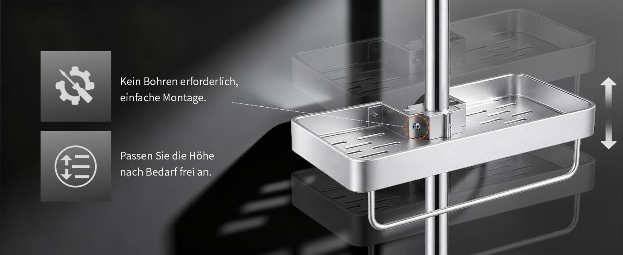 Homelody Duschsystem ohne Armatur, Duschset Duschsäule mit SUS304 Edelstahl Duschablage 30cm kopfbrause & Handbrause Quadratisch 3 Strahlarten Chrom