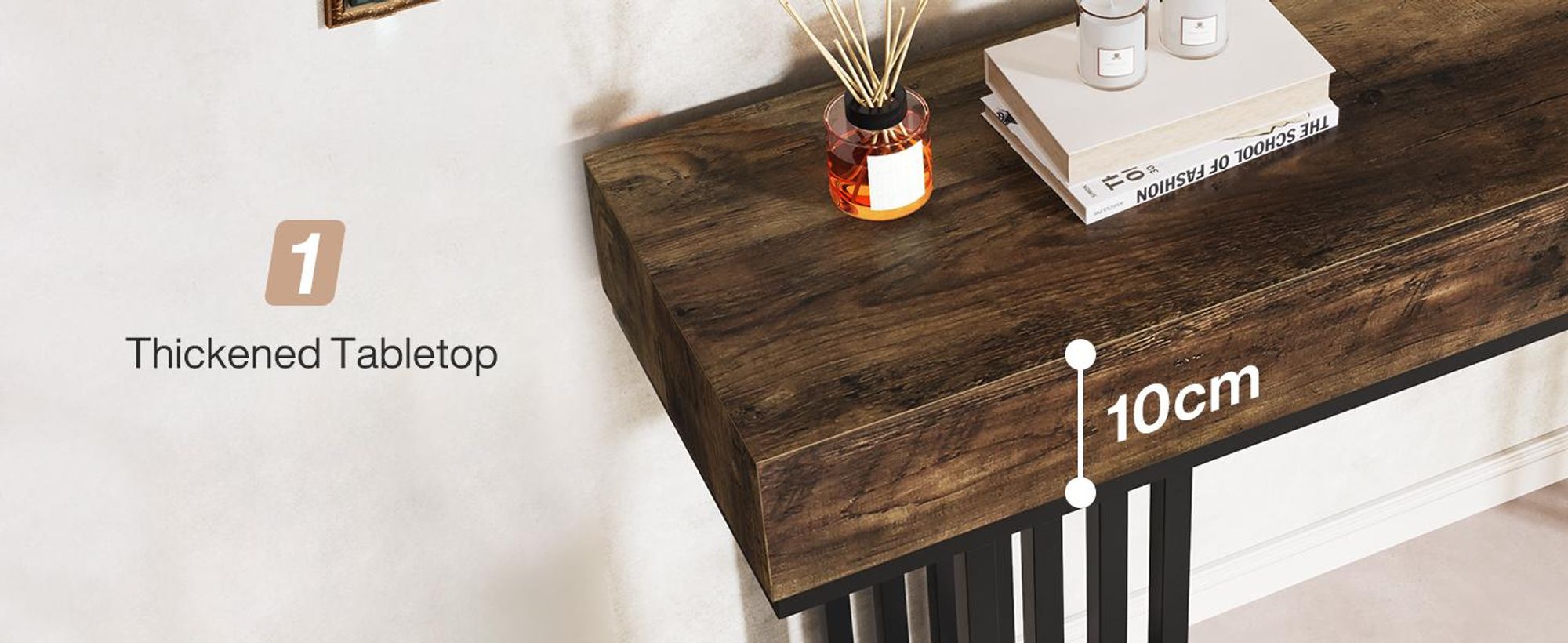 Tribesigns Konsolentisch schmaler Sofatisch, Flurtisch industrieller Eingangstisch mit elegantem Metallrahmen für Wohnzimmer, Eingang, Flur, Foyer