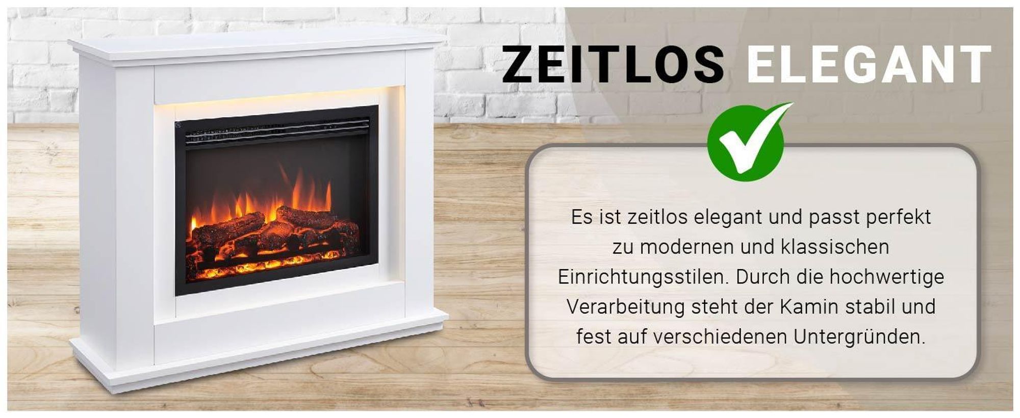 Elektrokamin Standkamin BALDERIA Baldur – Heizung bis 2000 W, weiss