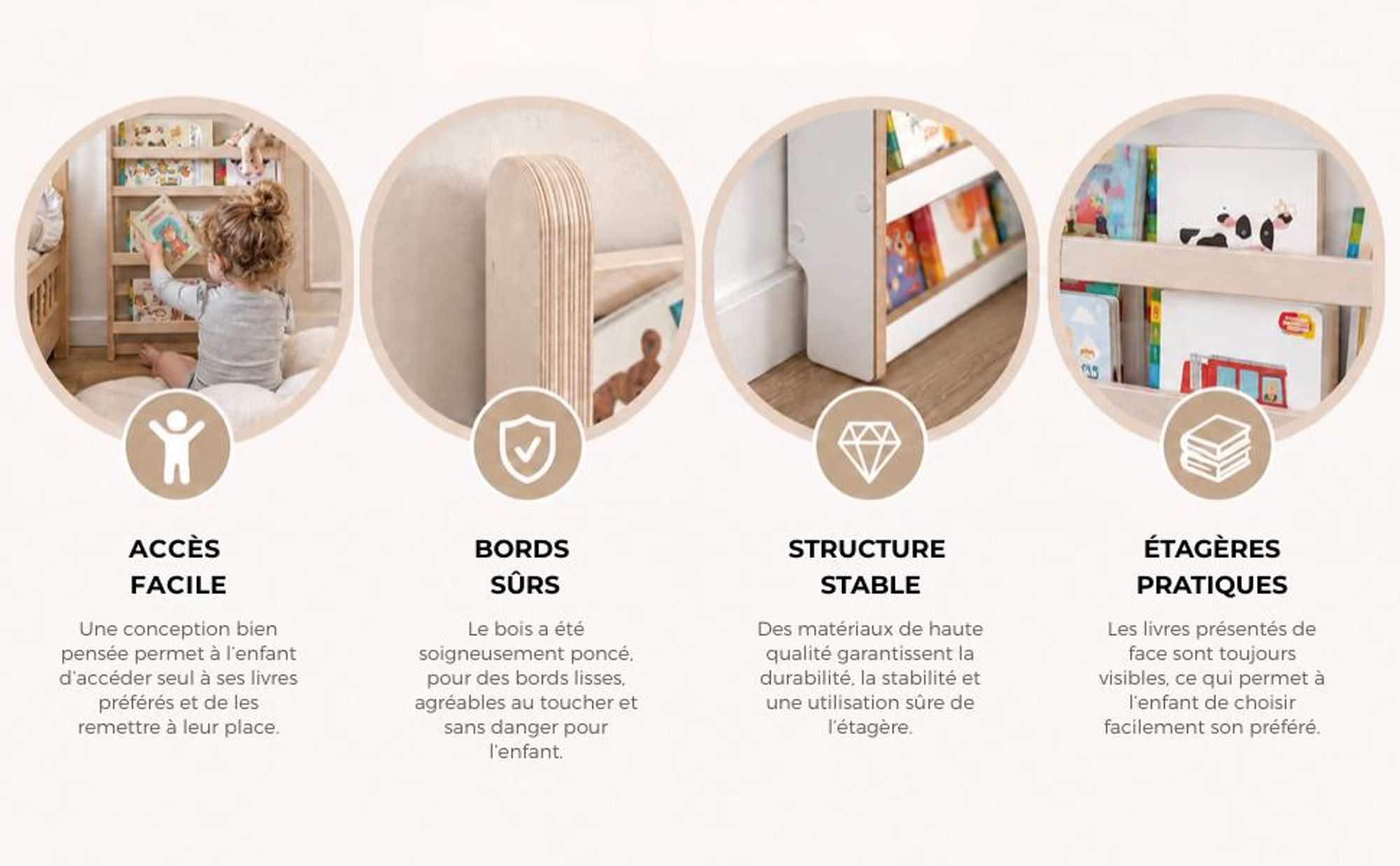MAMOI® Bibliothèque meuble de rangement pour enfant, Petite bibliotheque murale, Etagere livre et meuble pour chambre de bebe, Bibliothèques montessor