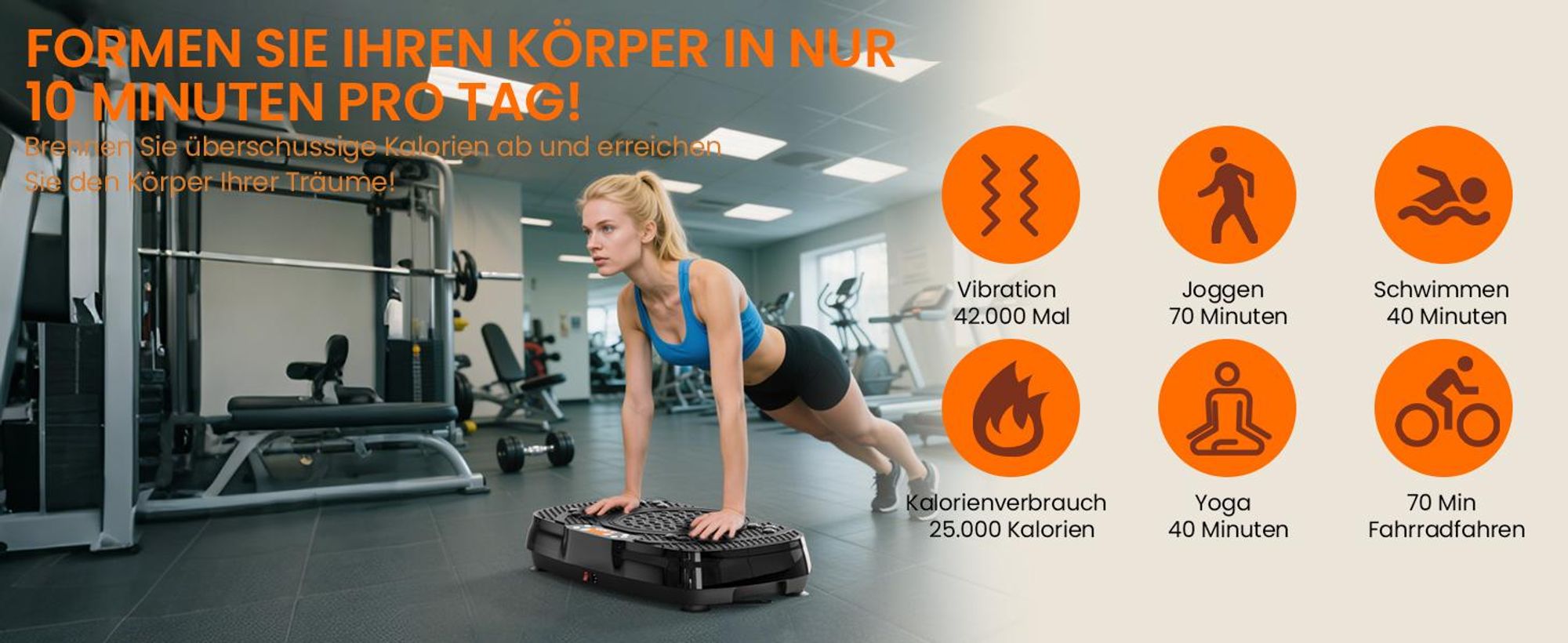 Vibrationsplatte, Vibrotrainer, Vibrationsplattform, Rüttelplatte Sport für Zuhause, 5 Modi & bis 400LBS, mit 2 Expanderbänder, ettverbrennung