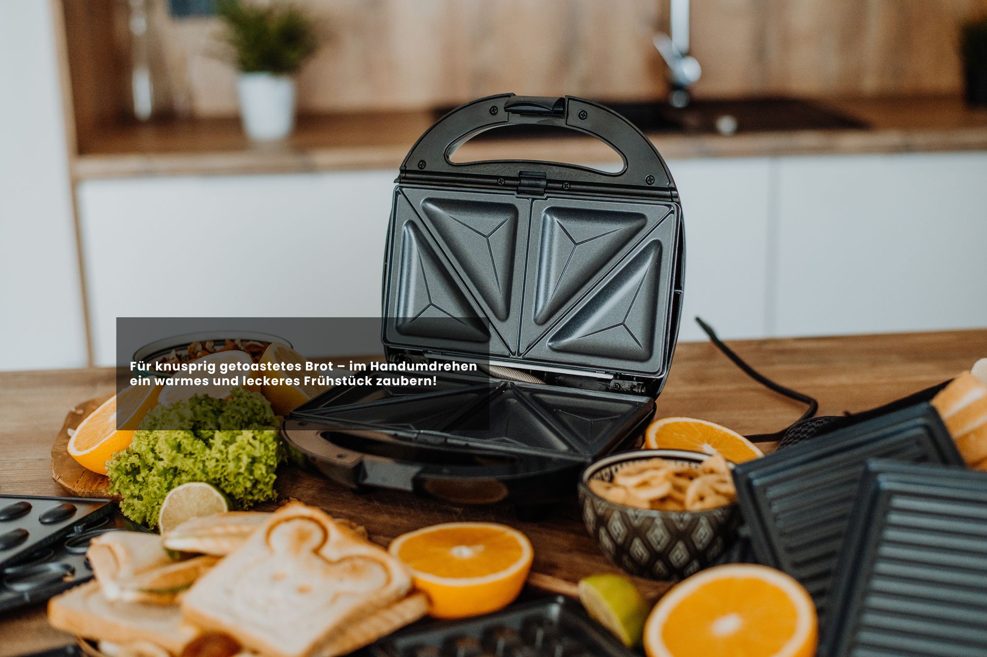 Sandwichmaker 5in1 Waffeleisen Kontaktgrill Nussbäcker Panini Elektrogrill
