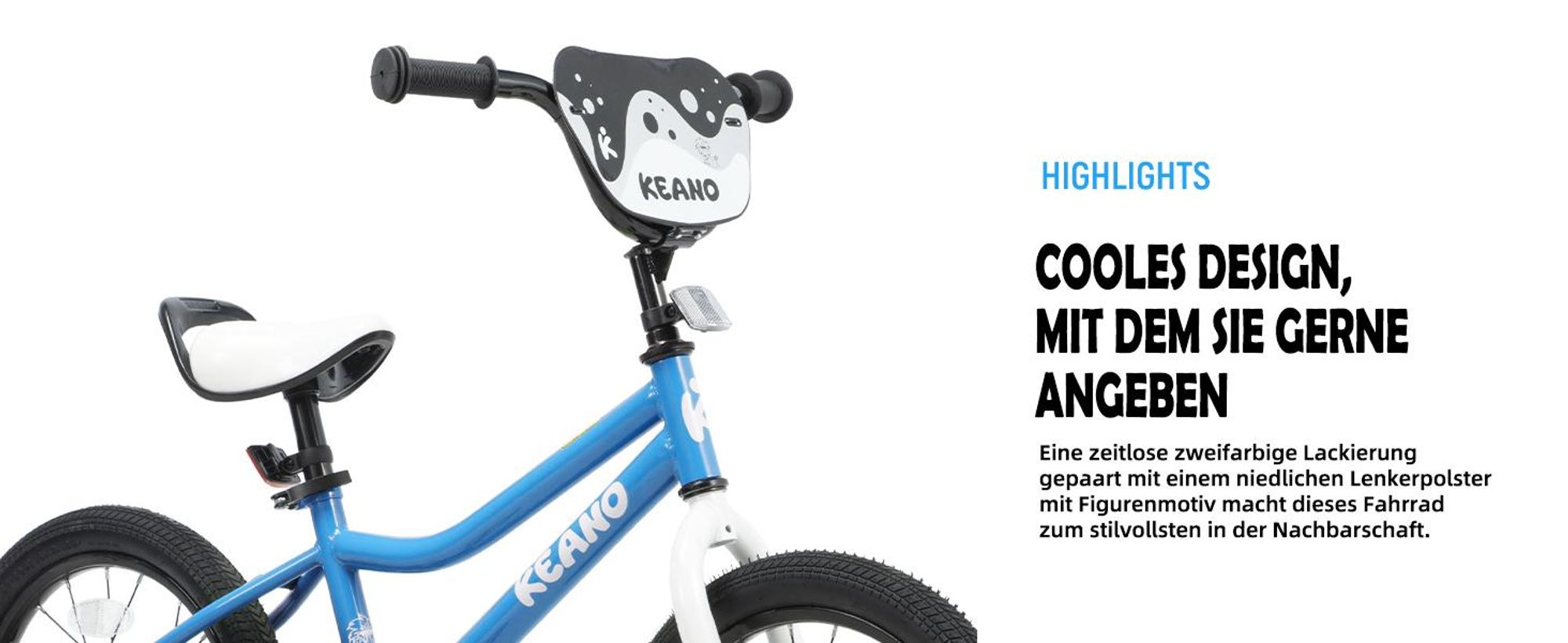 KEANO Kinderfahrrad mit abnehmbaren Stützrädern für kleine Fahranfänger