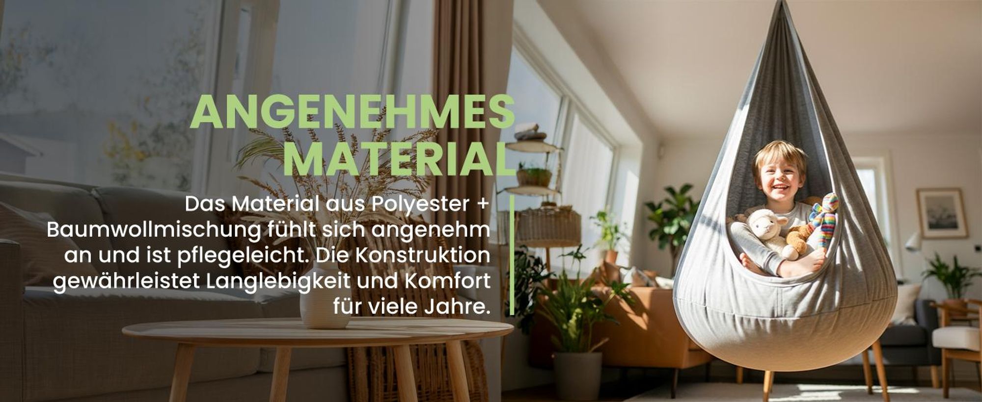 Graue Hängekokon für Kinder Hängestuhl mit Kissen
