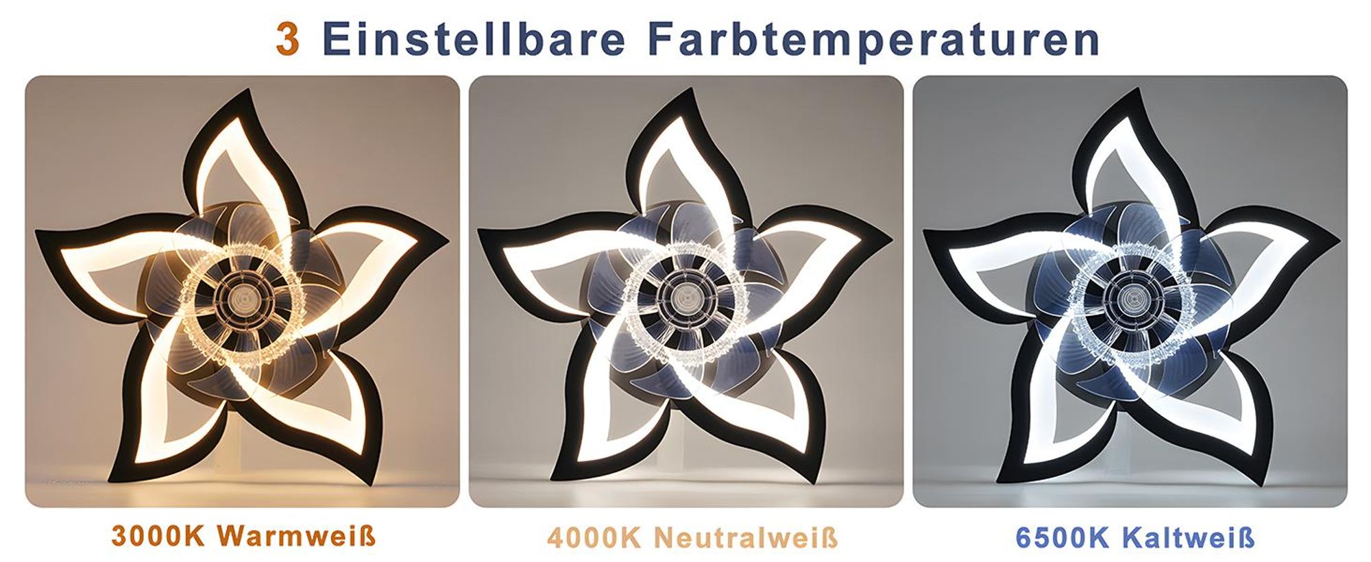 ZMH LED stropný ventilátor s osvetlením 48W čierne stropné svetlo s ventilátorom Tiché diaľkové ovládanie Stmievateľné 3 farebné teploty 6-rýchlostný časovač Stropné svietidlo do spálne do obývačky Jedáleň