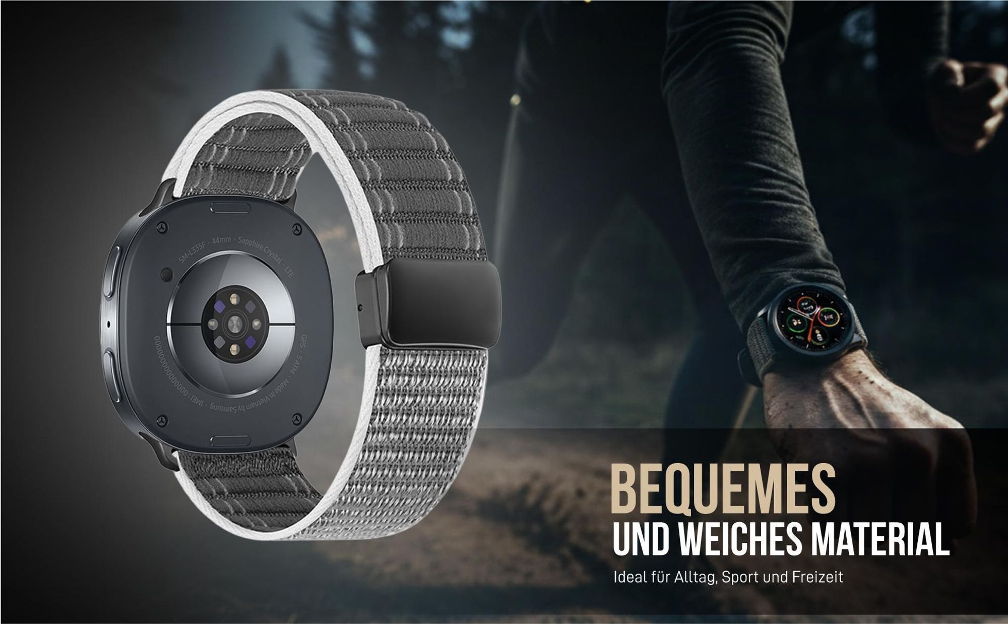 Graues Nylon Ersatzband für Samsung Galaxy Watch8 40mm