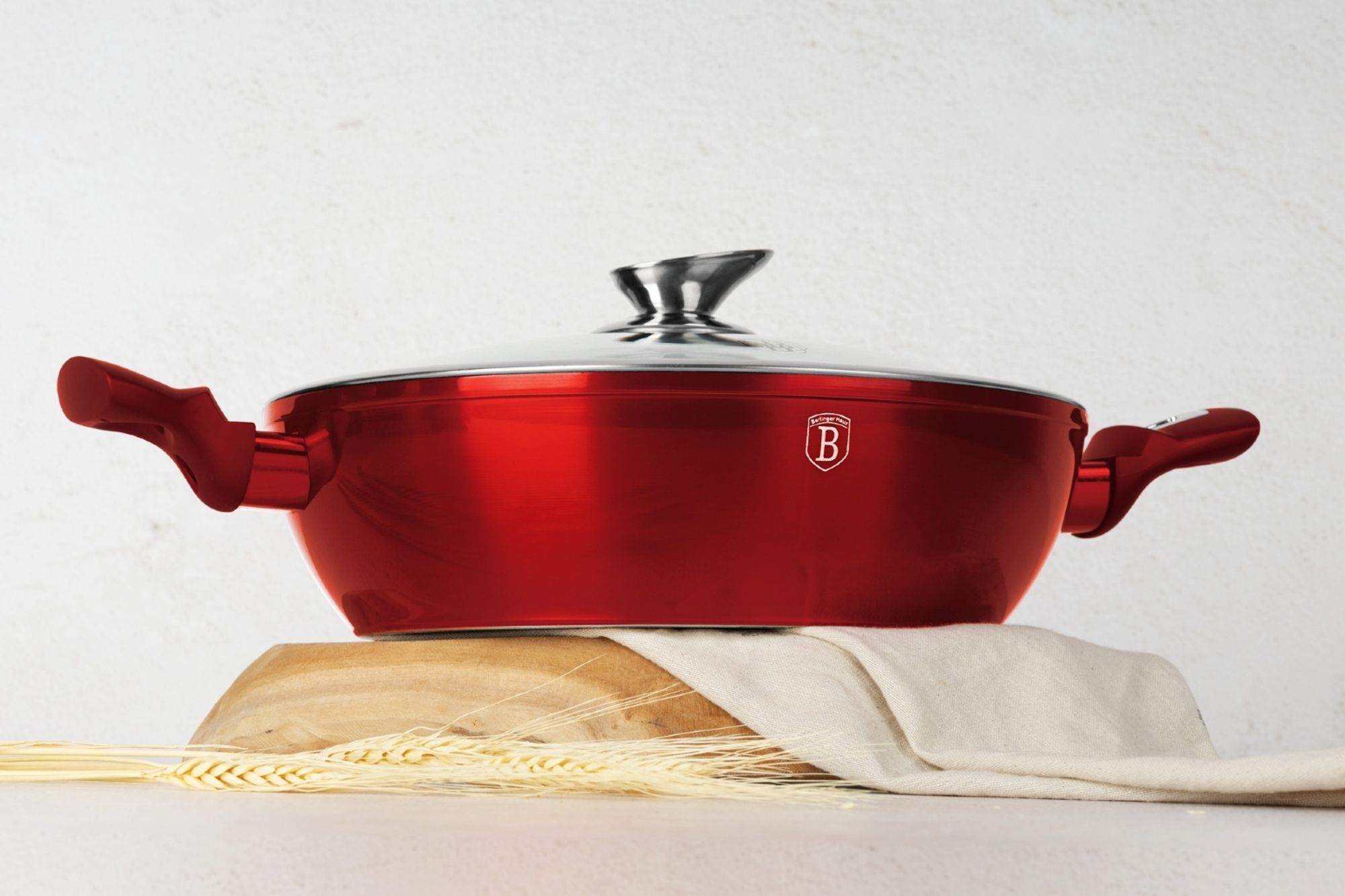 Berlinger Haus BH-1262 Burgundy Metallic LINE 24CM Sauteuse inkl. Deckel, Aluminium, 24 cm Durchmesser, Induktionsherd-geeignet, Antihaftbeschichtung