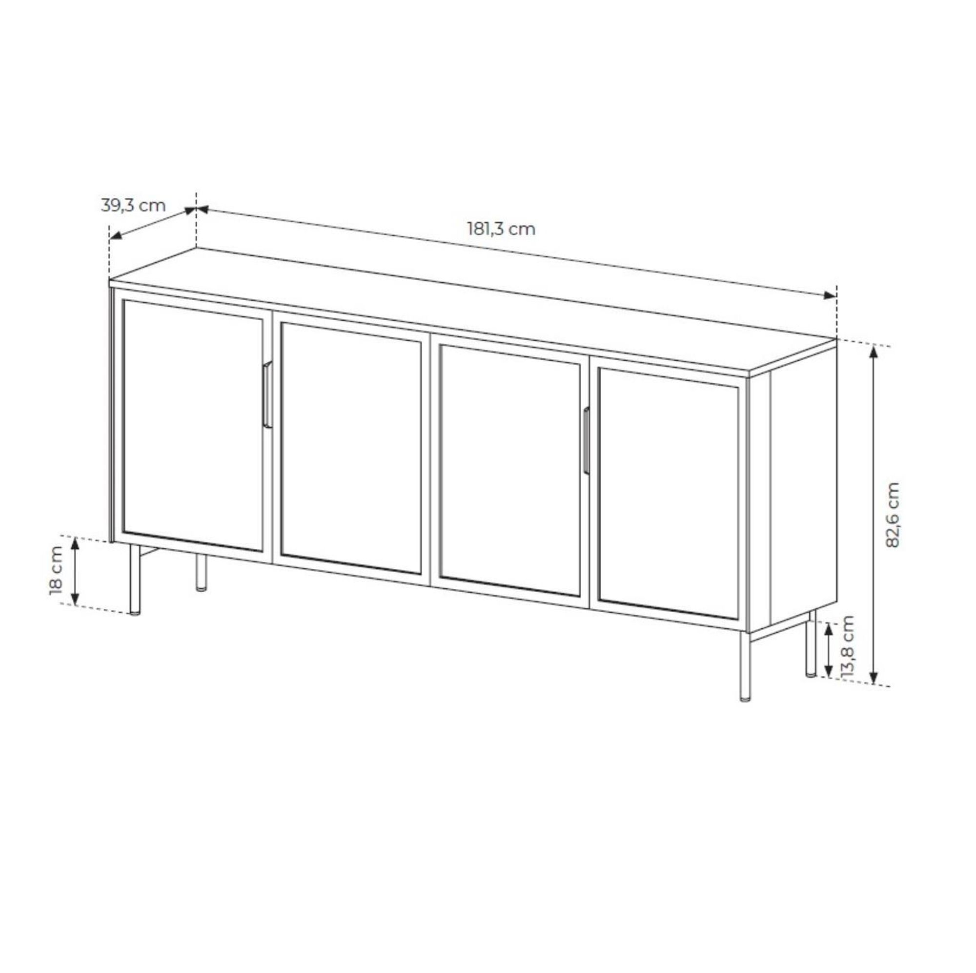BETTSO ILUMI 4D Kommode – Eiche Dunin Sideboard mit LED & Glastüren