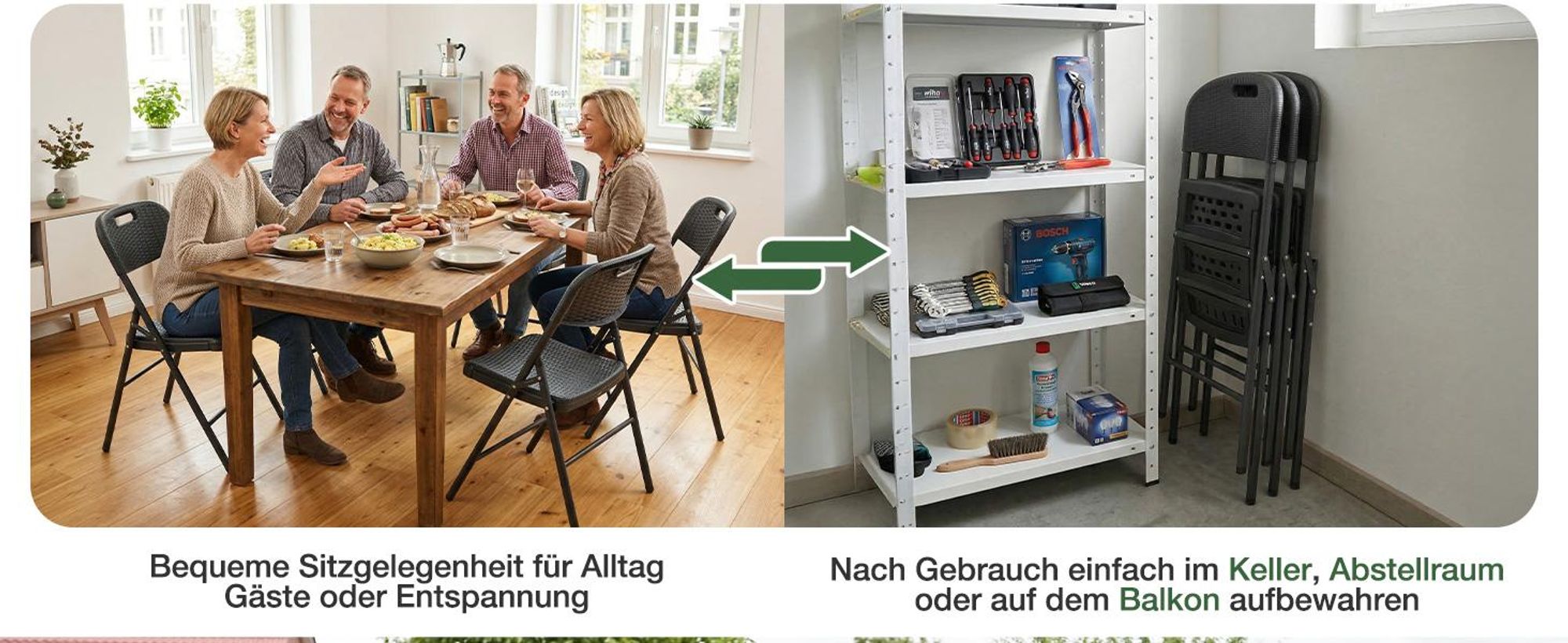 Klappstuhl Set bis 150kg belastbar faltbar stabil Terrasse Gartenstuhl 2er Set