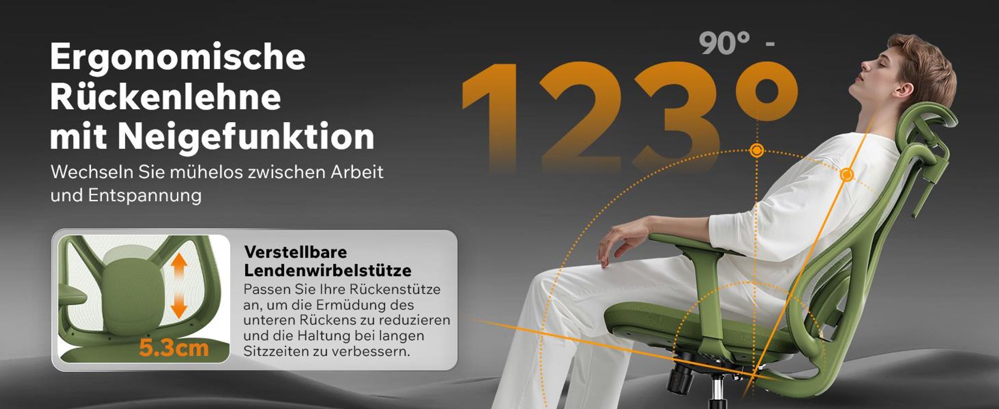 SENSE7 Moyo Ergonomischer Bürostuhl Schreibtischstuhl Grün 3D-Armlehnen Netzrücken Lendenwirbelstütze Chefsessel PC Stuhl Homeoffice 150 kg