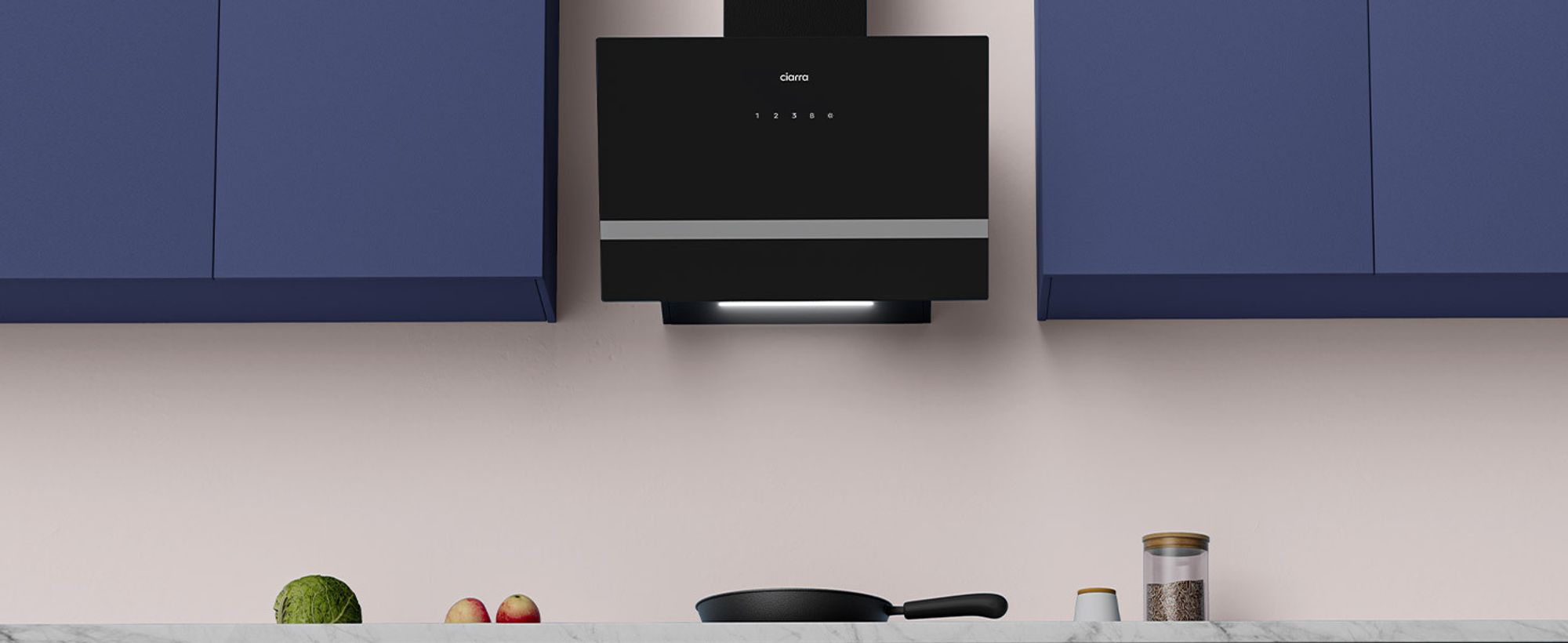 CIARRA Kopffreihaube A+++ 650 m³/h Dunstabzugshaube 60cm WIFI + APP & Touch Control BOOST VM6736HB