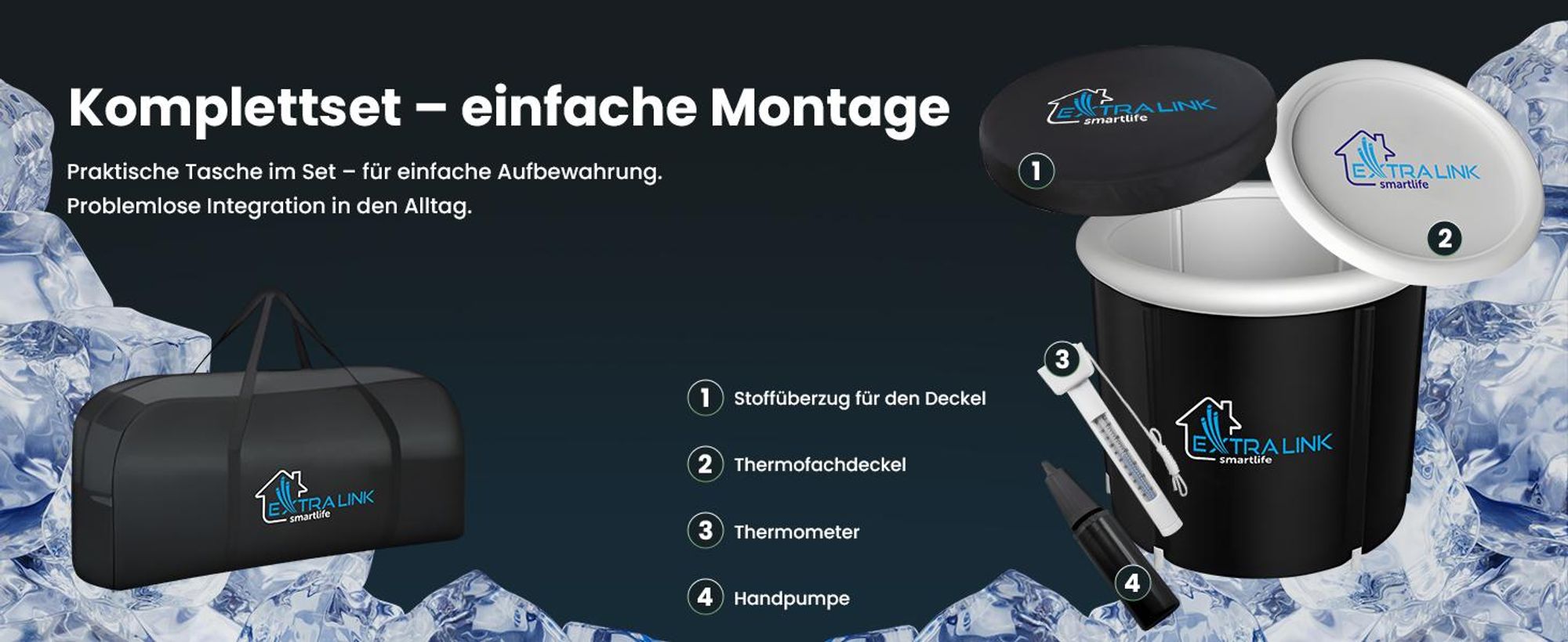 Extralink Eisbad XL 400L Eisbadewanne mit Deckel