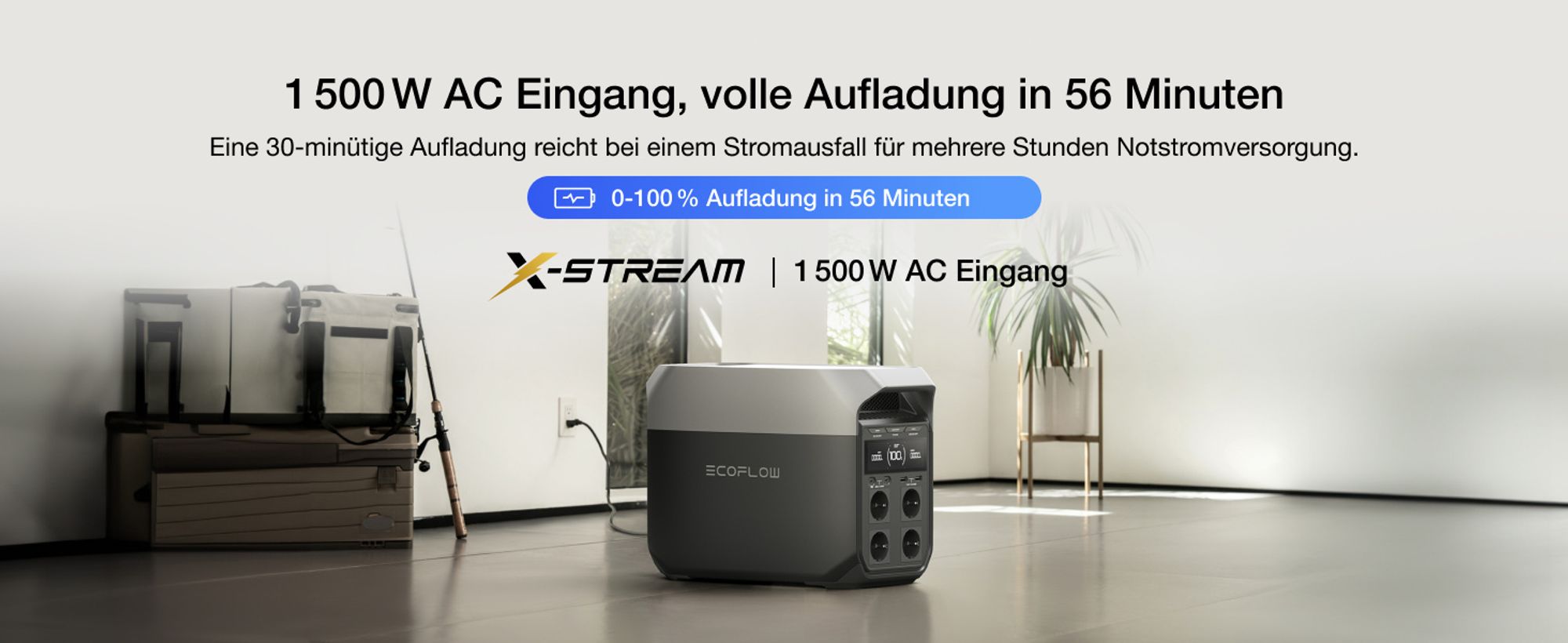 EF ECOFLOW DELTA 3 Tragbare Powerstation, 1 024 Wh Solargenerator, LiFePO4-Batterie, Schnellladung von 0-70% in 30 Min., erweiterbar auf 5 kWh