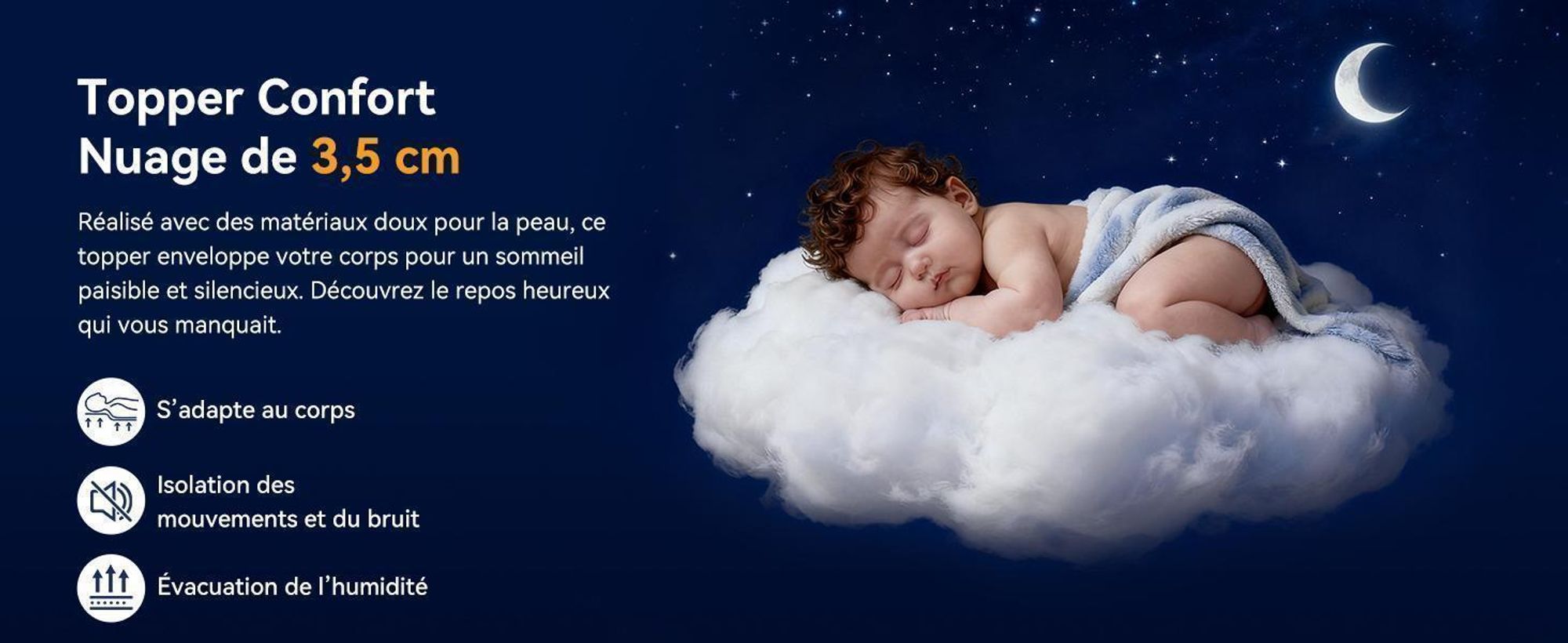 Niceluck-Niceplus Surmatelas 180 x 200 cm, ergonomique, 7 cm d'épaisseur, Mousse viscoélastique, Surmatelas confortable pour le lit