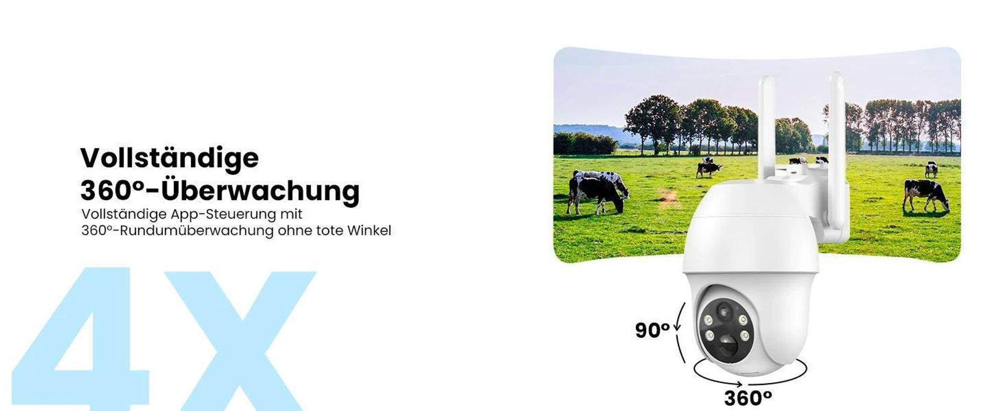 ieGeek 2K HD 4G LTE bewakingscamera voor buiten, met SIM-kaart, batterij, zonnepaneel, geschikt voor buiten, 360° PTZ, draadloos, geen Wi-Fi nodig, met kleuren nachtzicht