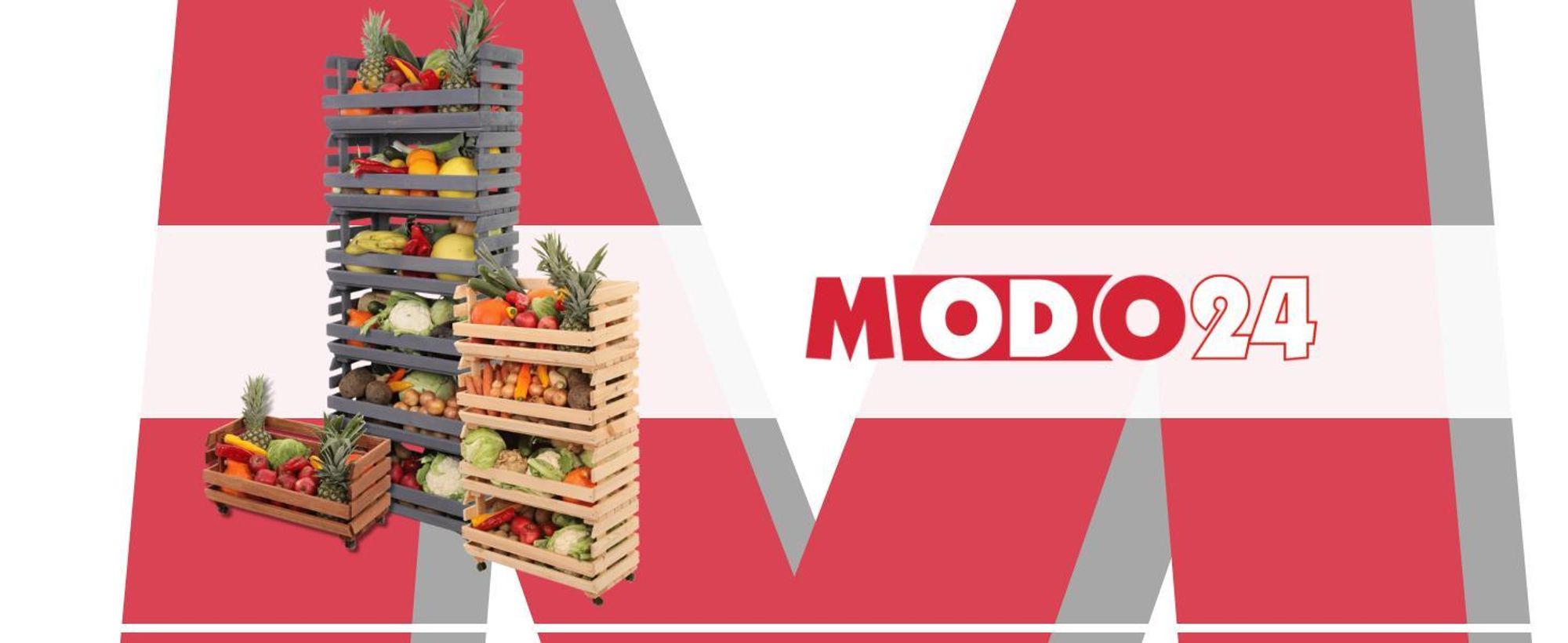 MODO24 Gemüseregal Holz, 5 Holzkisten, Kartoffelsteige, Obstregal, Rollenregal, Stapelbar, Vorratsregal, Massivholz Kiefer, 132x37x30 cm, Natur, RAWA