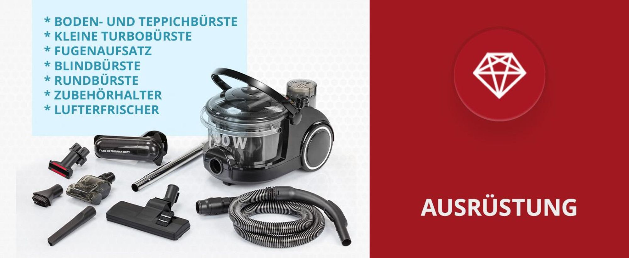 Wasserstaubsauger mit Wasserfilter, leistungsstarker Industrie-Bora MPM MOD-47 2400 W