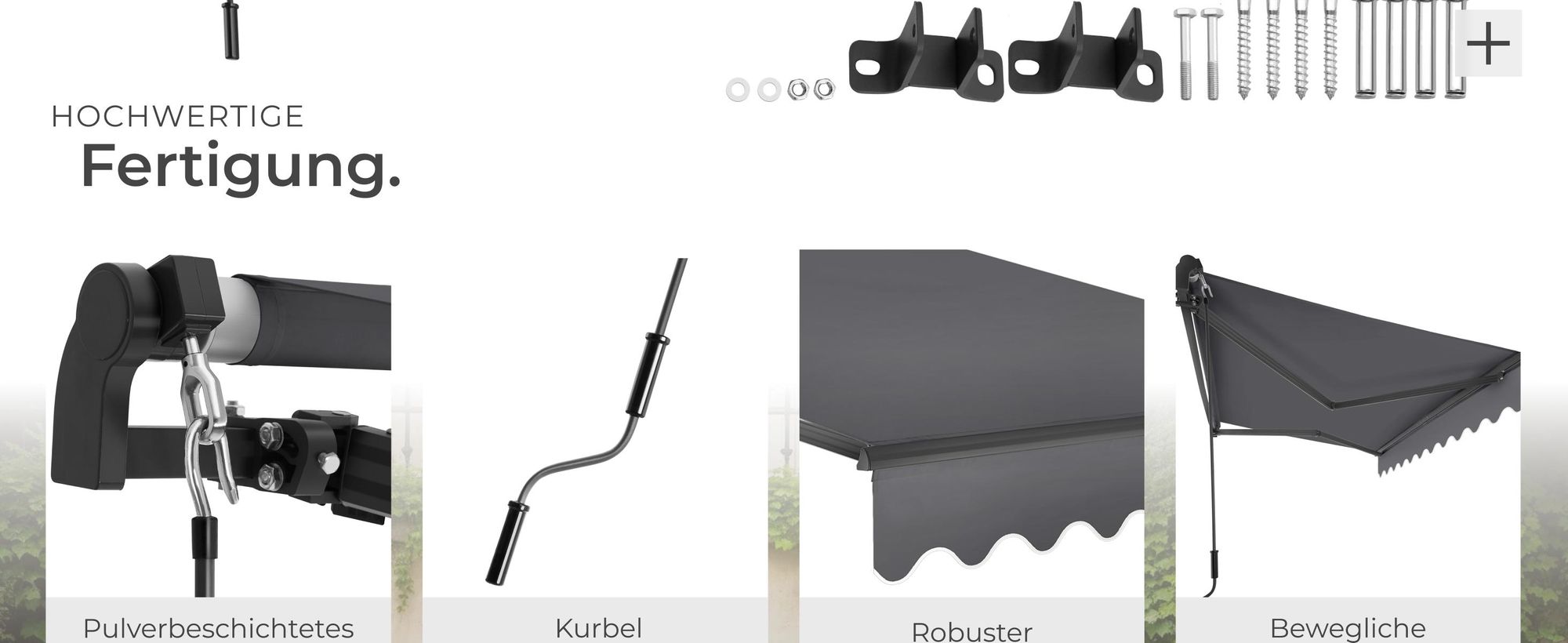 tectake® Gelenkarmmarkise Ornella verschiedene Größen inkl. Wandhalterung