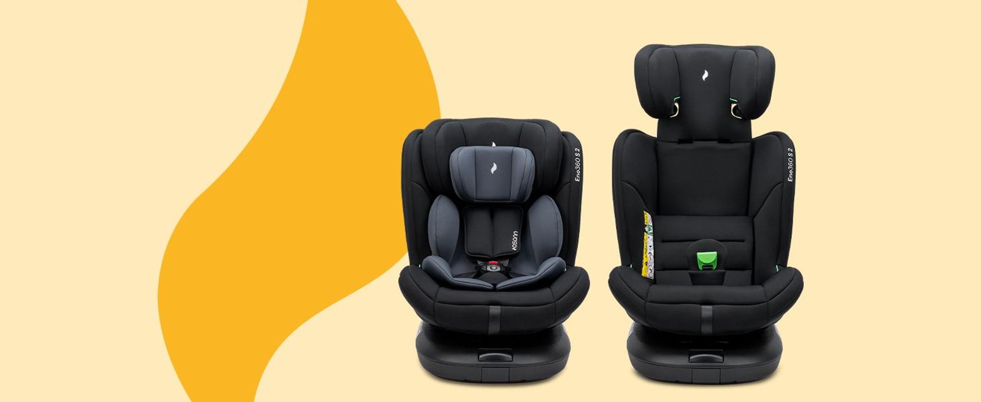 Osann Eno360 S 2 Reboarder 360 drehbar mit Isofix, Kindersitz ab 1 Jahr, 40-150 cm, mitwachsend, ab Geburt nutzbar, sicher und komfortabel - Nero